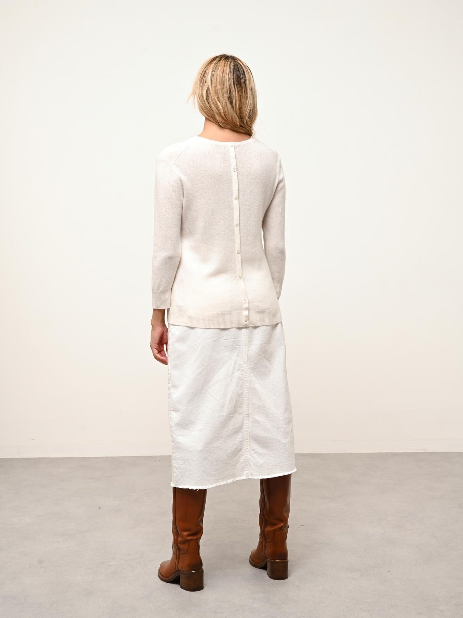 JANICE ivory round-neck sweater