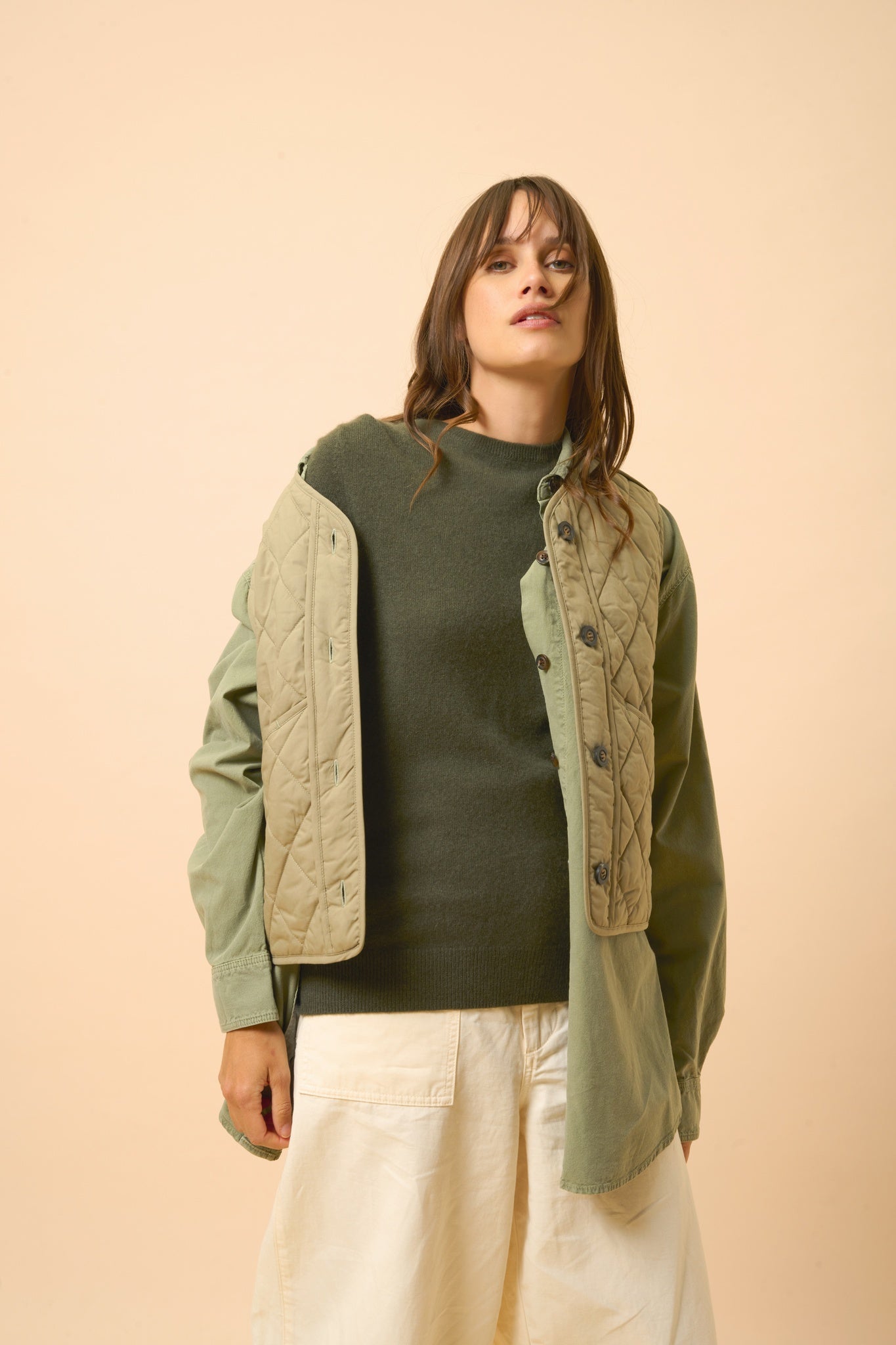 JANICE pull col rond kaki