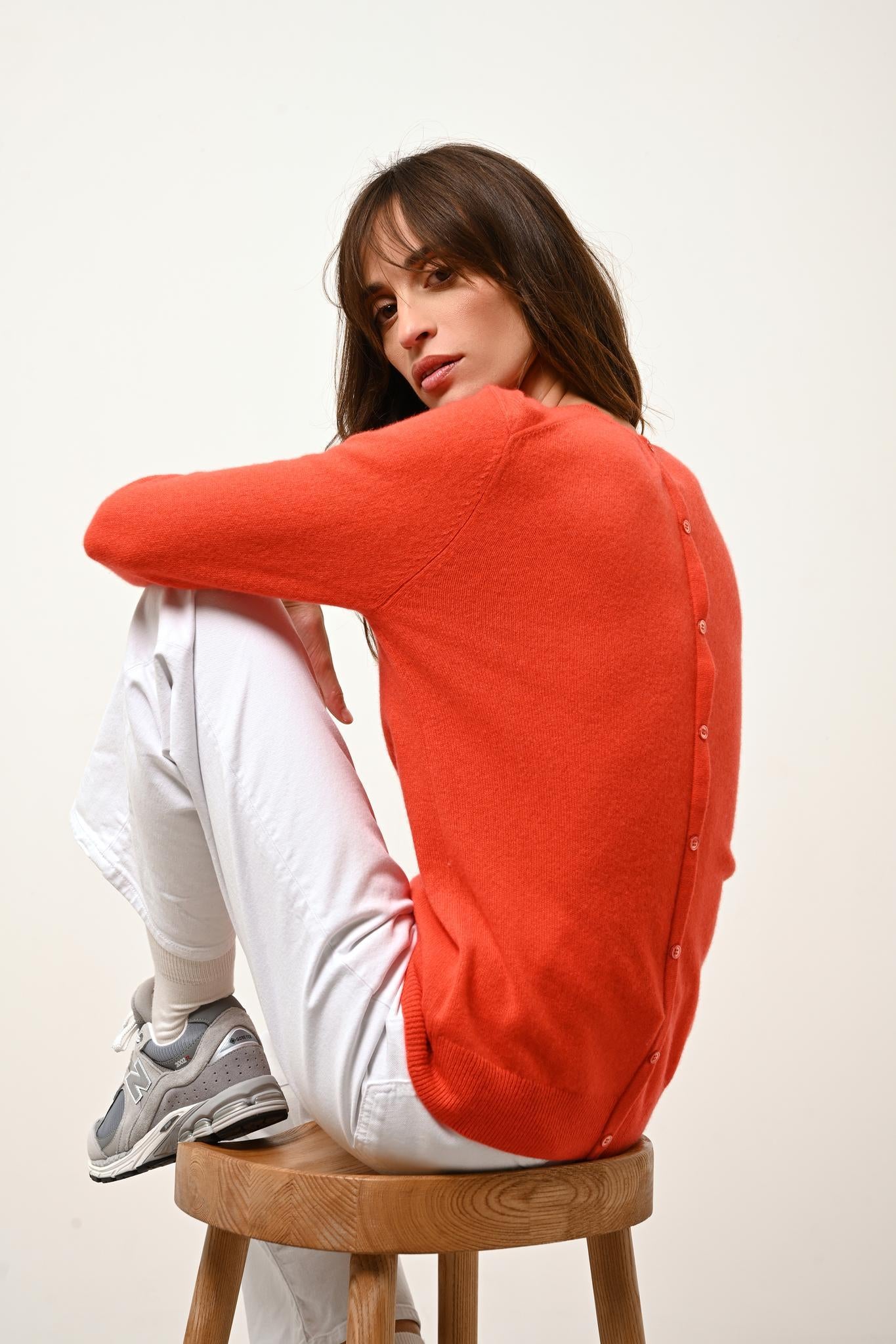 JANICE pull col rond orange