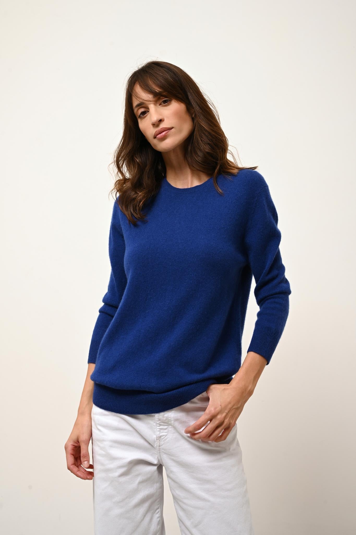 JANICE pull col rond outremer