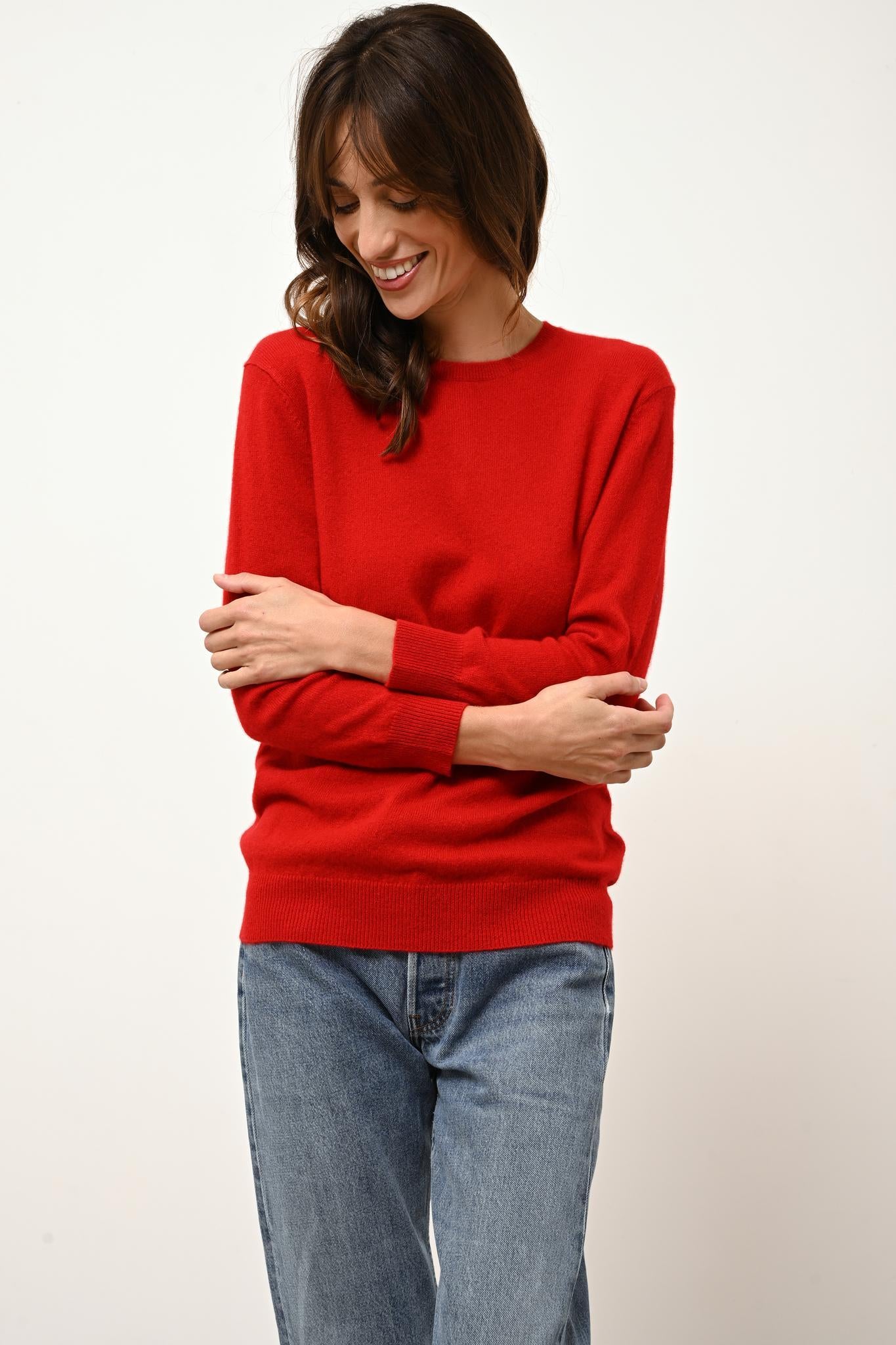 JANICE pull col rond rouge