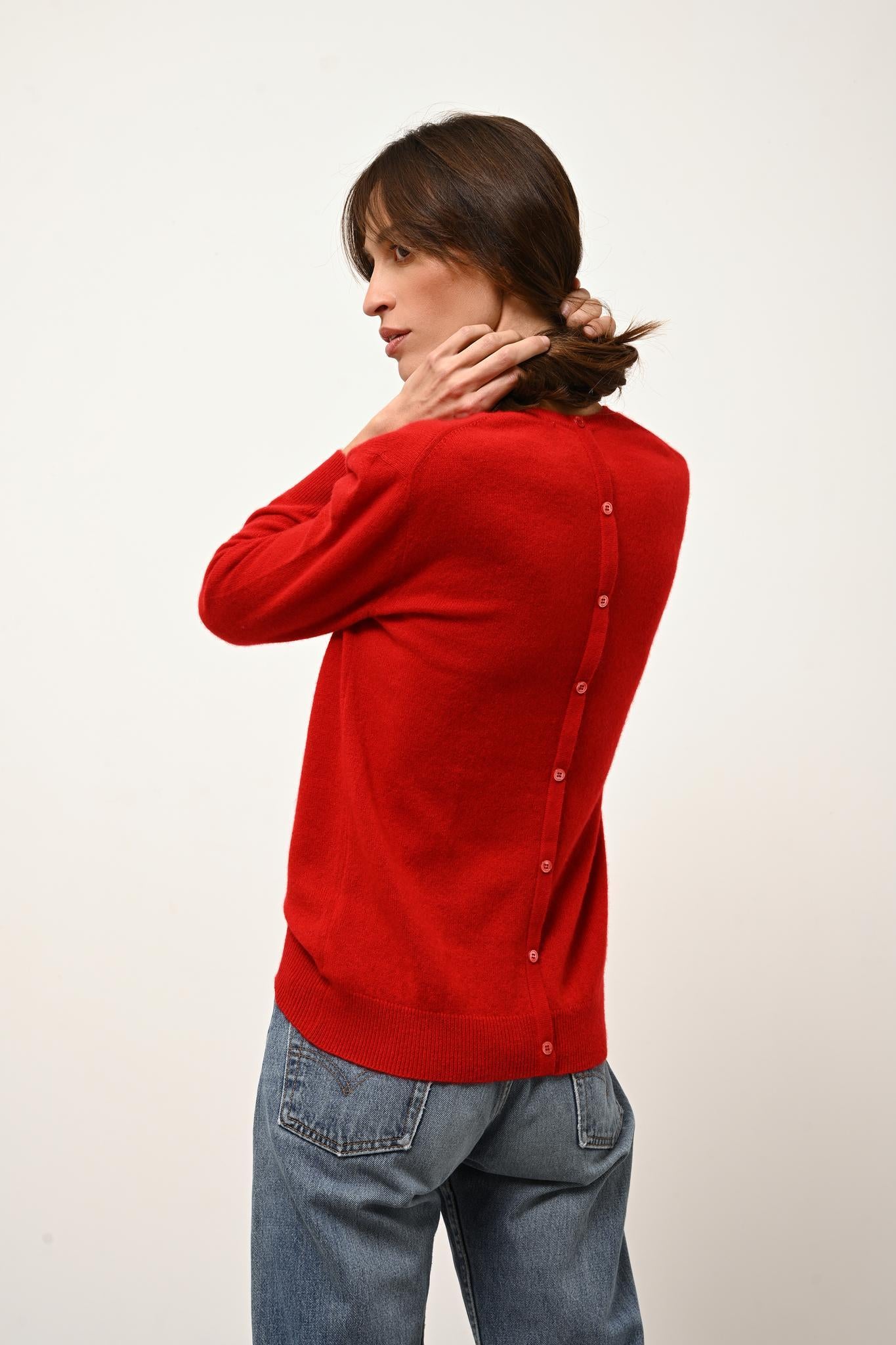 JANICE pull col rond rouge