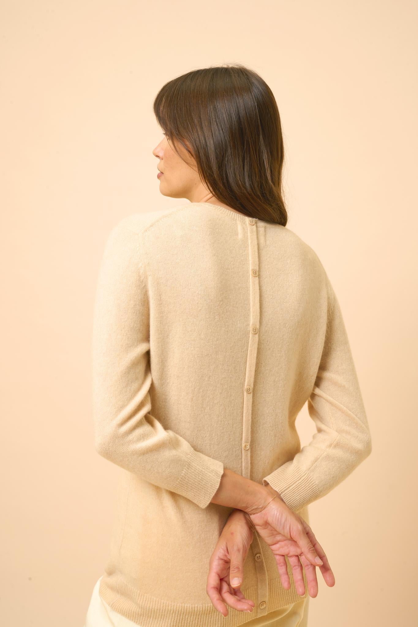 JANICE pull col rond sable