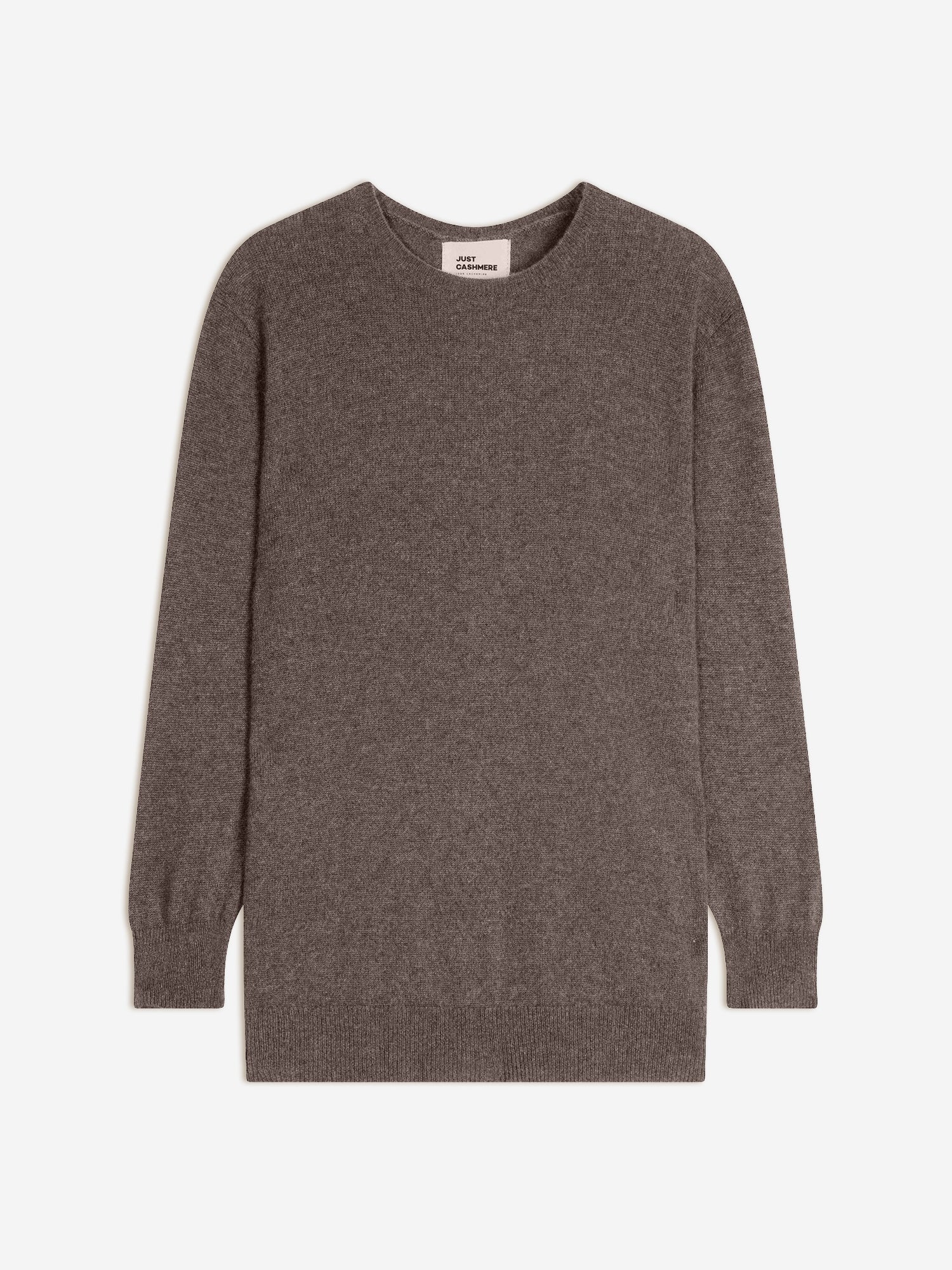 JANICE taupe mottled round-neck sweater