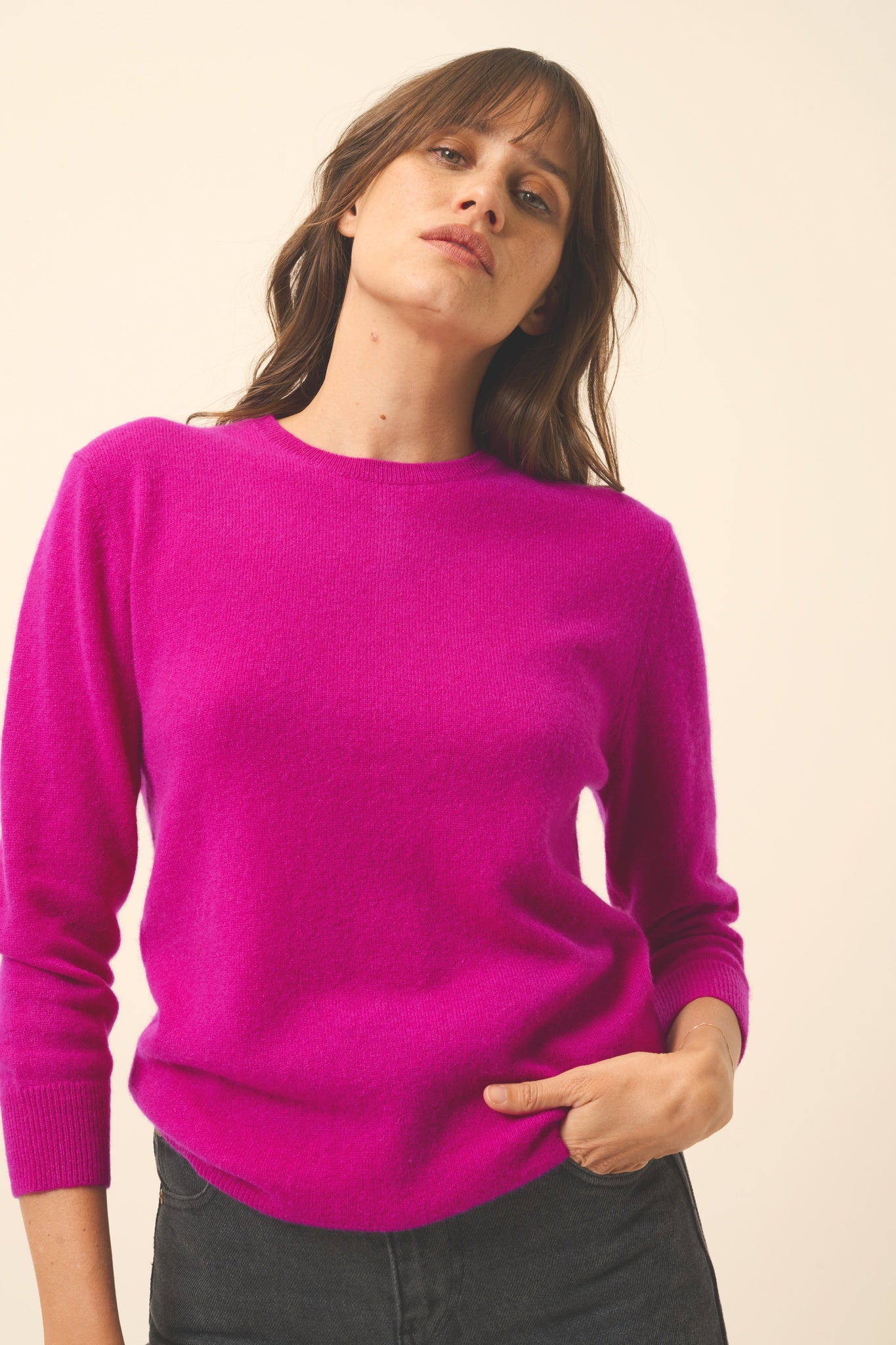 JANICE round-neck sweater in violet