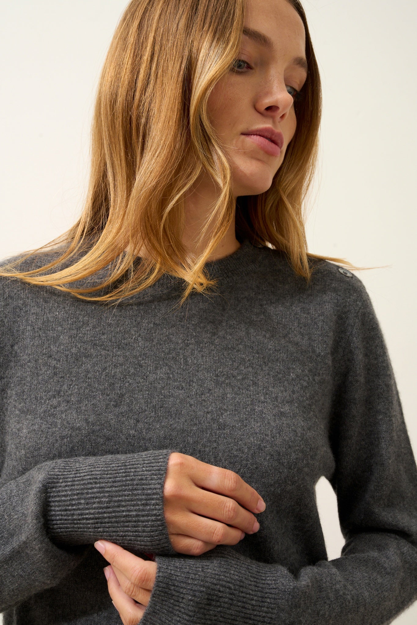 JEANNE pull col rond anthracite chiné