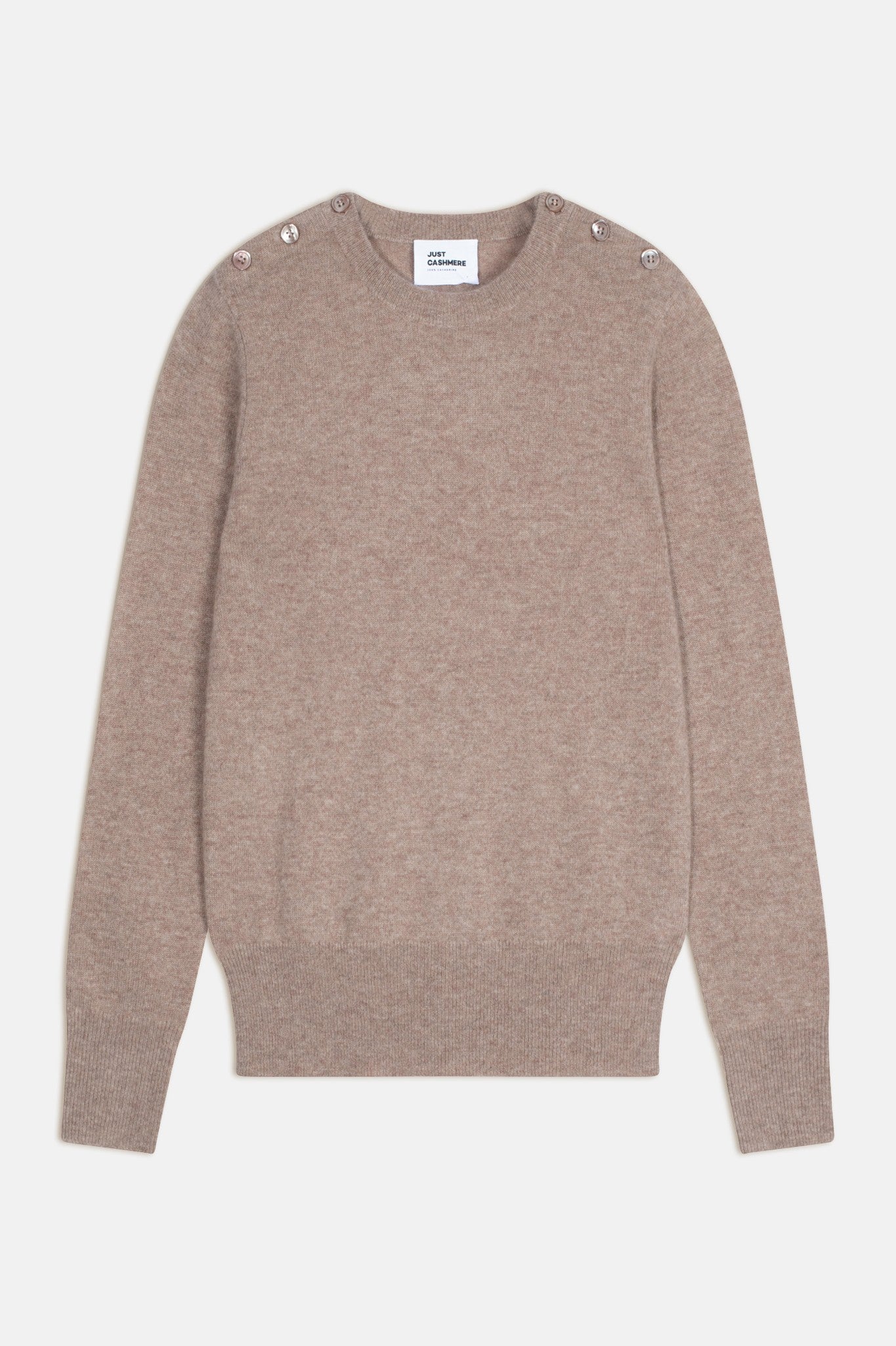 jeanne pull col rond marin taupe clair chiné