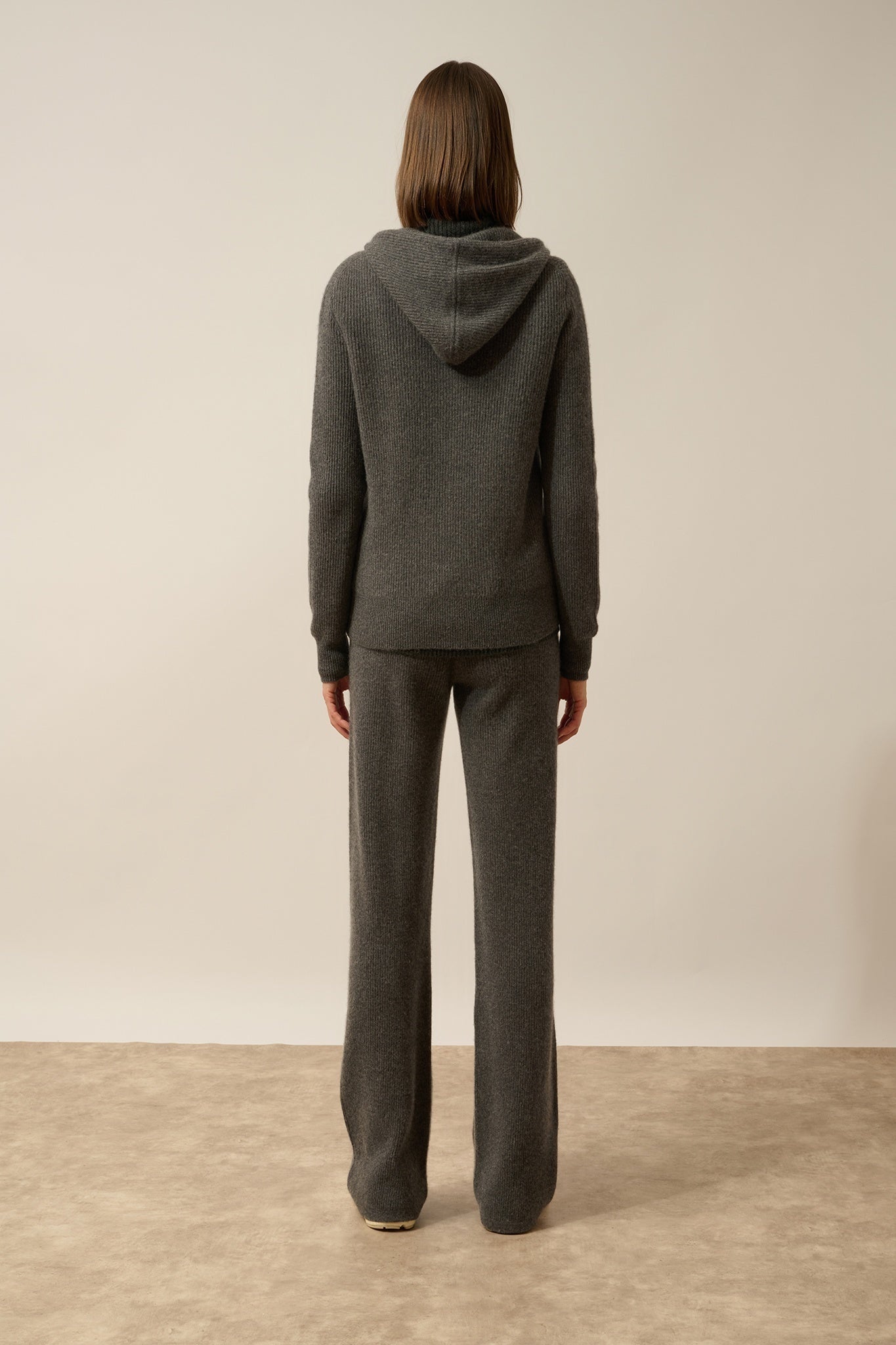 JIJISUN zip-up hooded cardigan in heathered charcoal gray