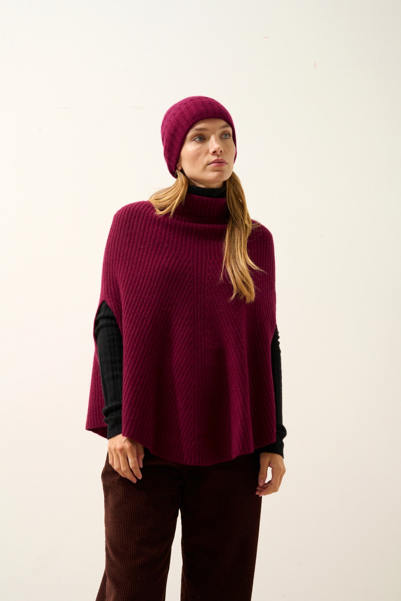 jin bonnet 6 fils bordeaux 100% cachemire