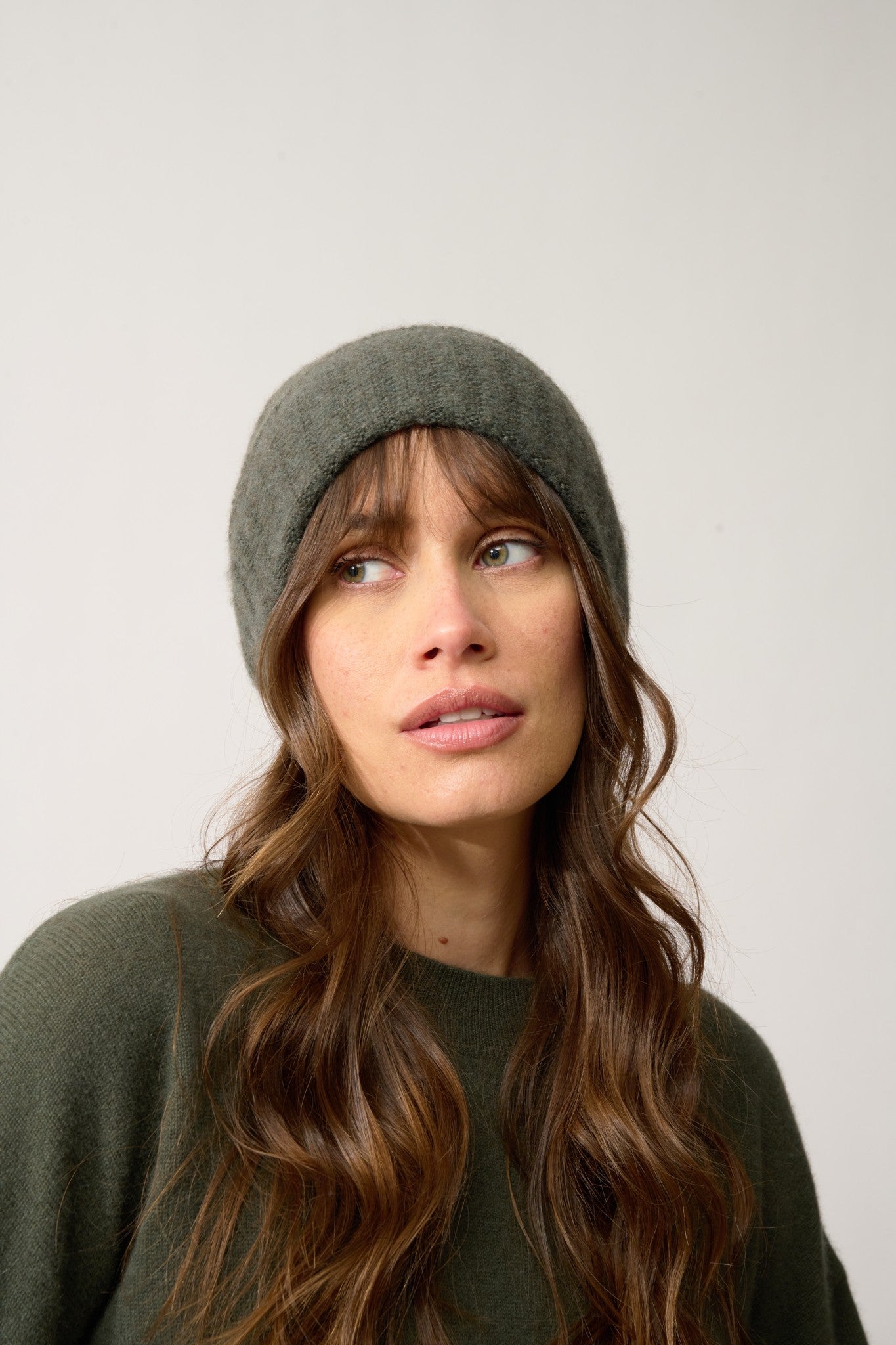 jin bonnet 6 fils kaki chiné 100% cachemire