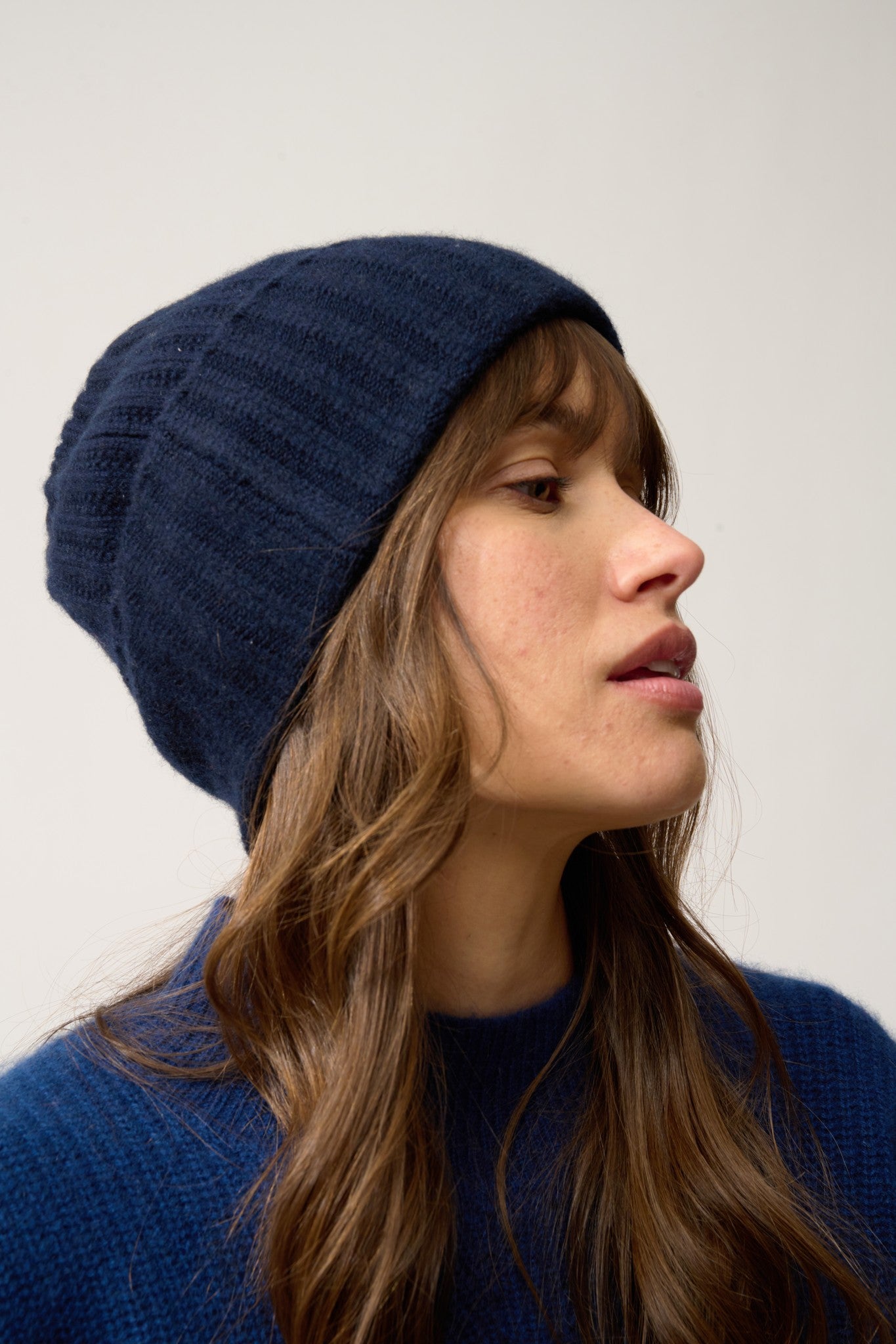 jin bonnet 6 fils navy 100% cachemire