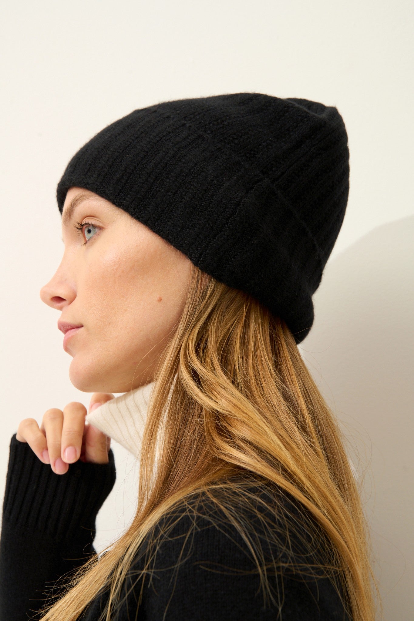 jin bonnet 6 fils noir 100% cachemire