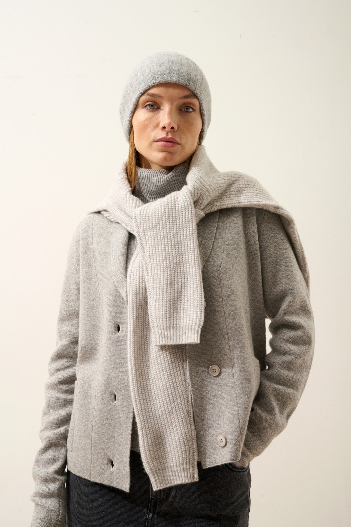 jin bonnet 6 fils nuage chiné 100% cachemire