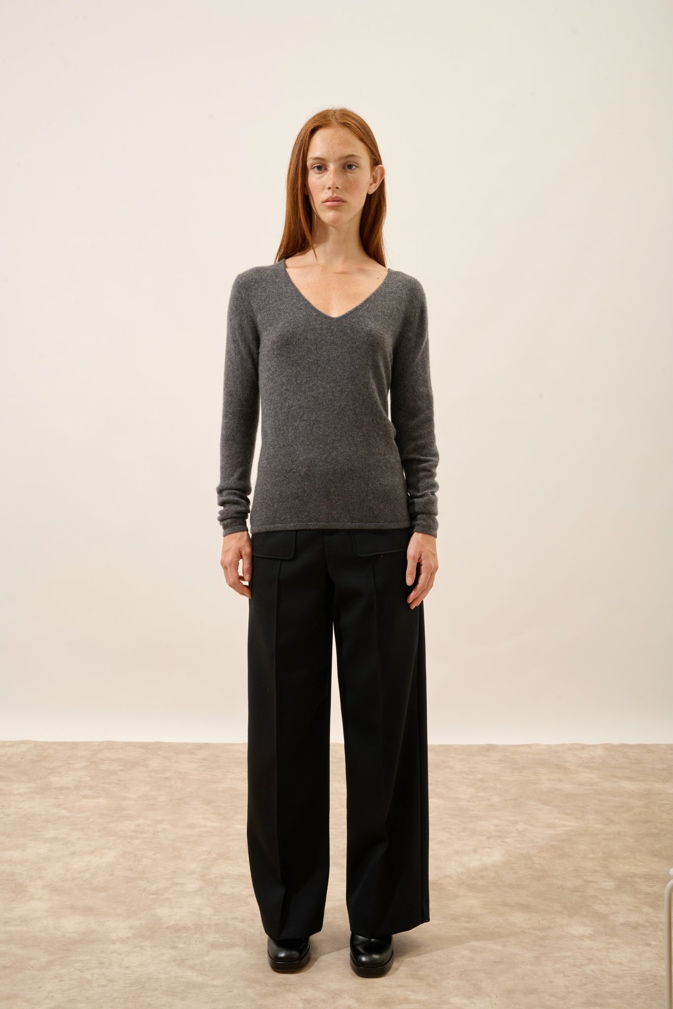 JOAN v-neck sweater anthracite mottled
