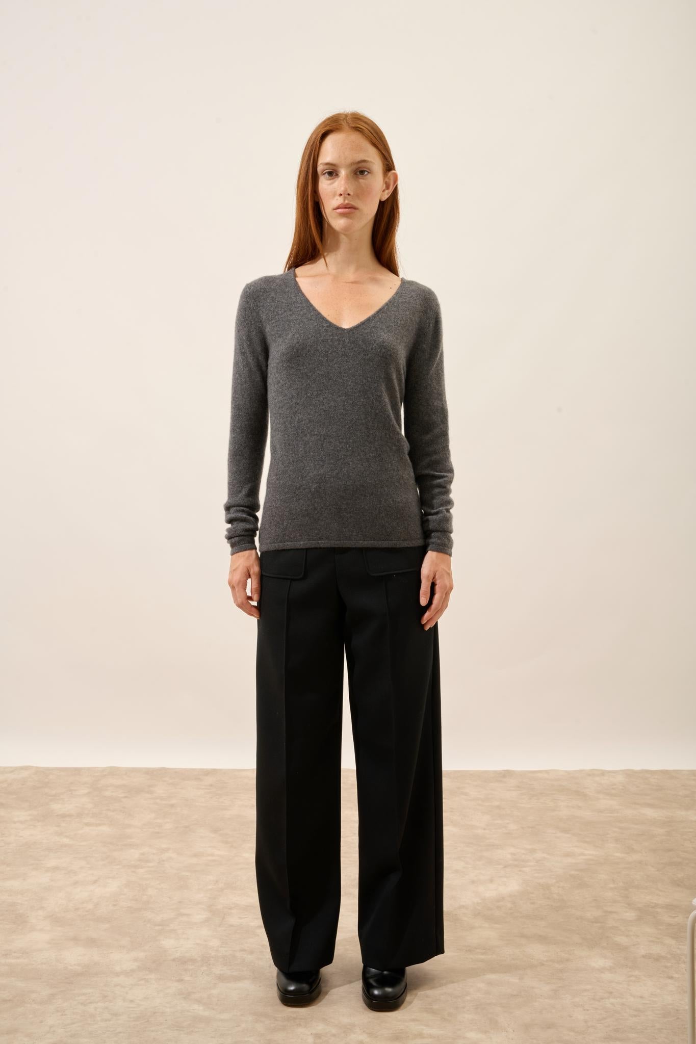 JOAN v-neck sweater anthracite mottled
