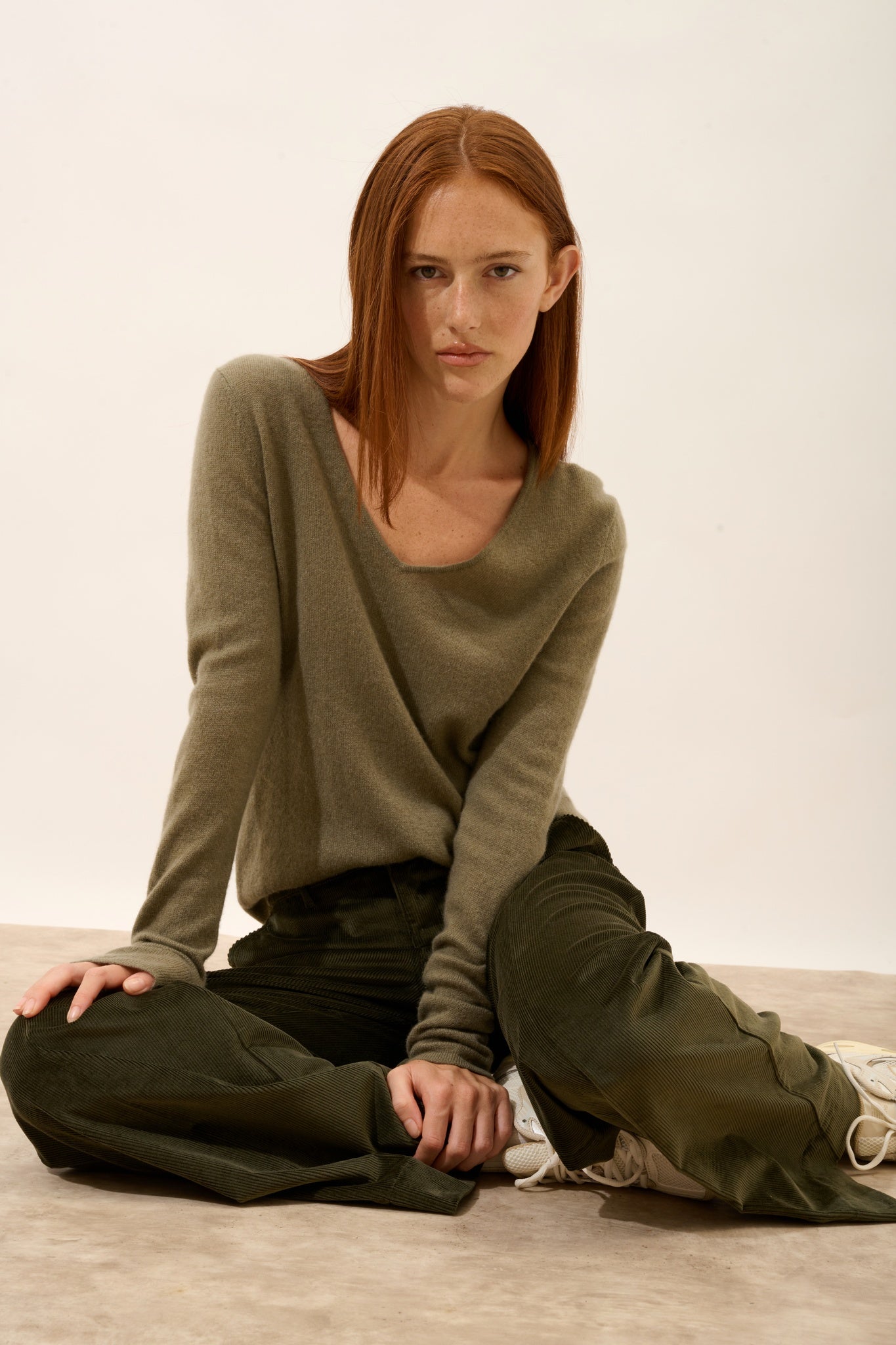 JOAN army v-neck sweater