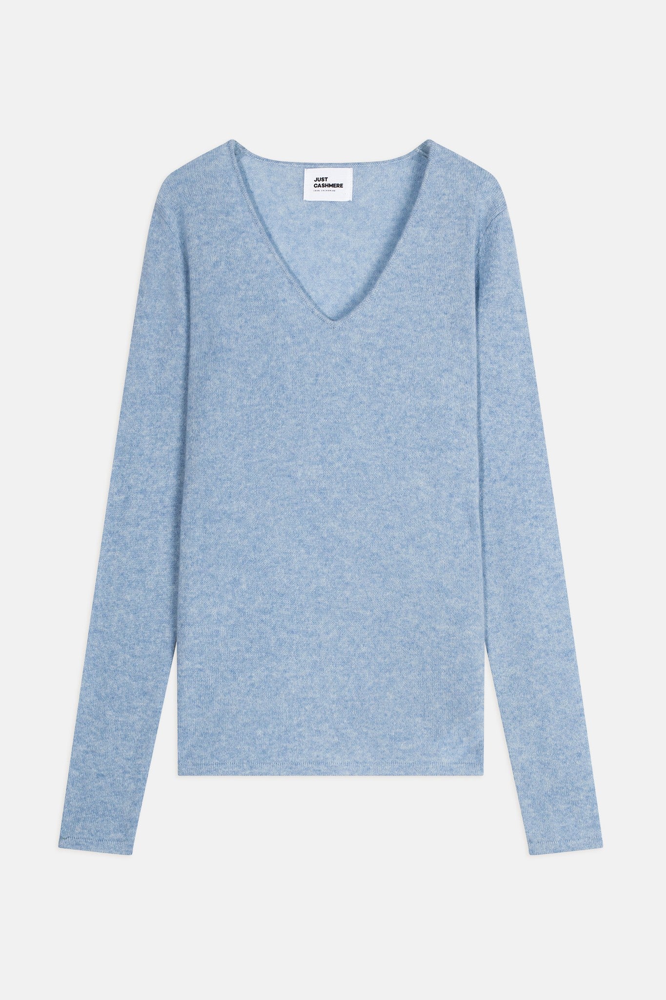 joan pull col v bleu ciel chiné