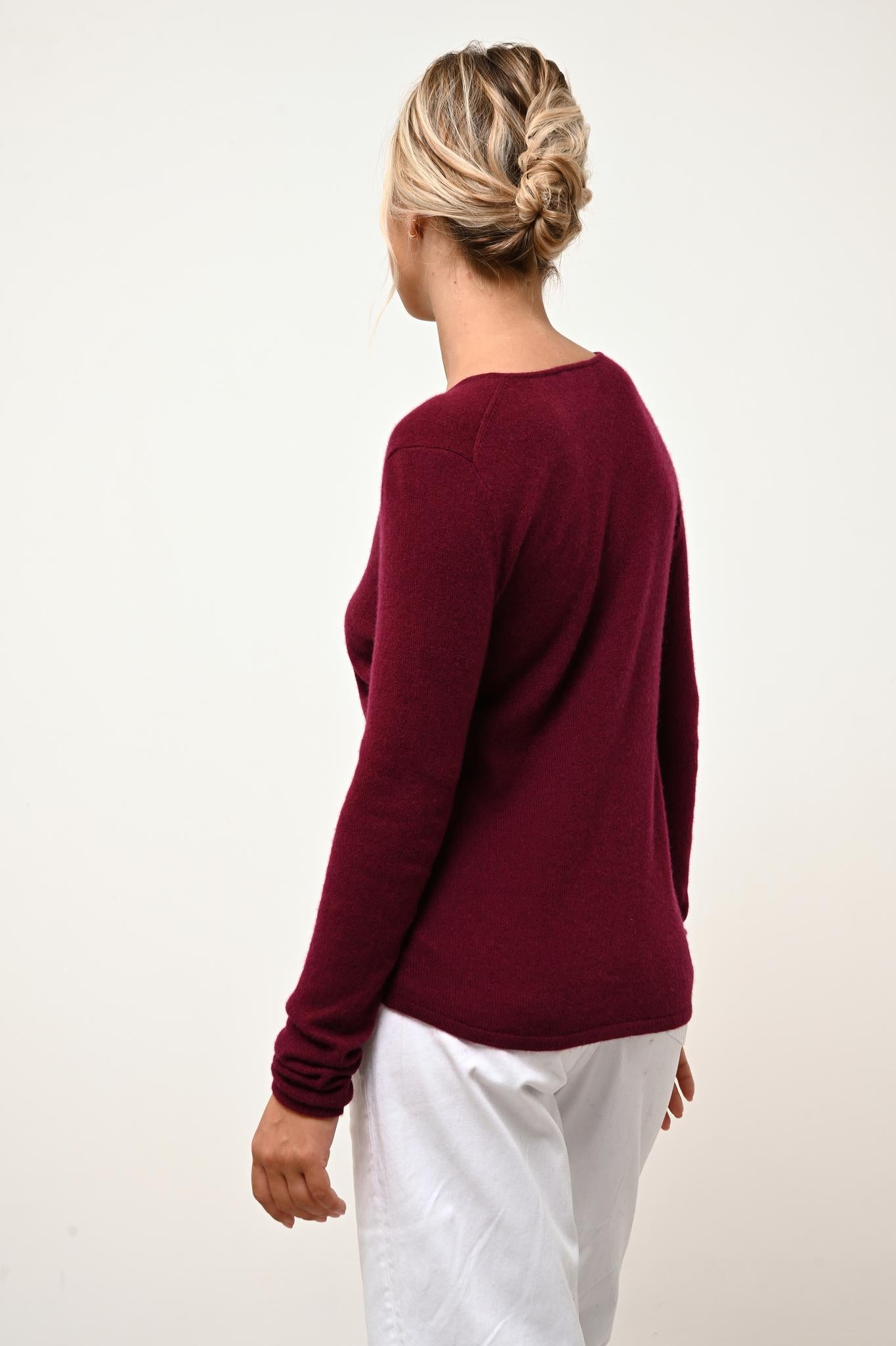 JOAN burgundy v-neck sweater