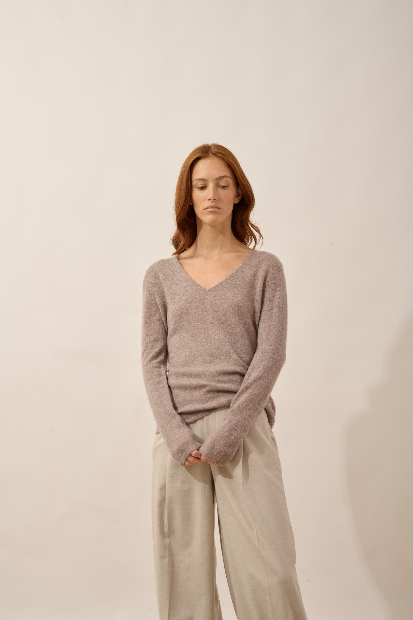 joan pull col v caribou chiné