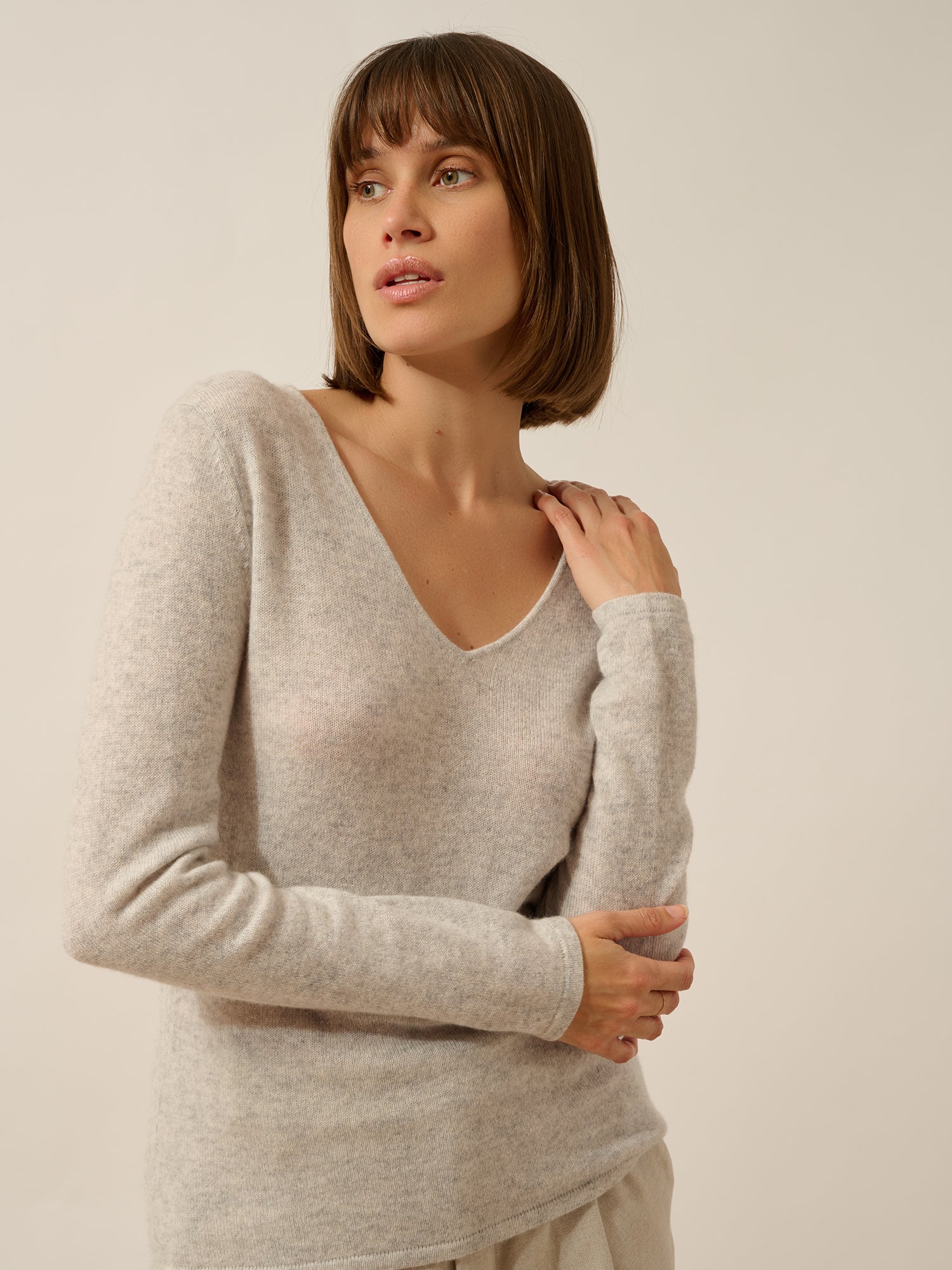 JOAN pull col v glacier chiné