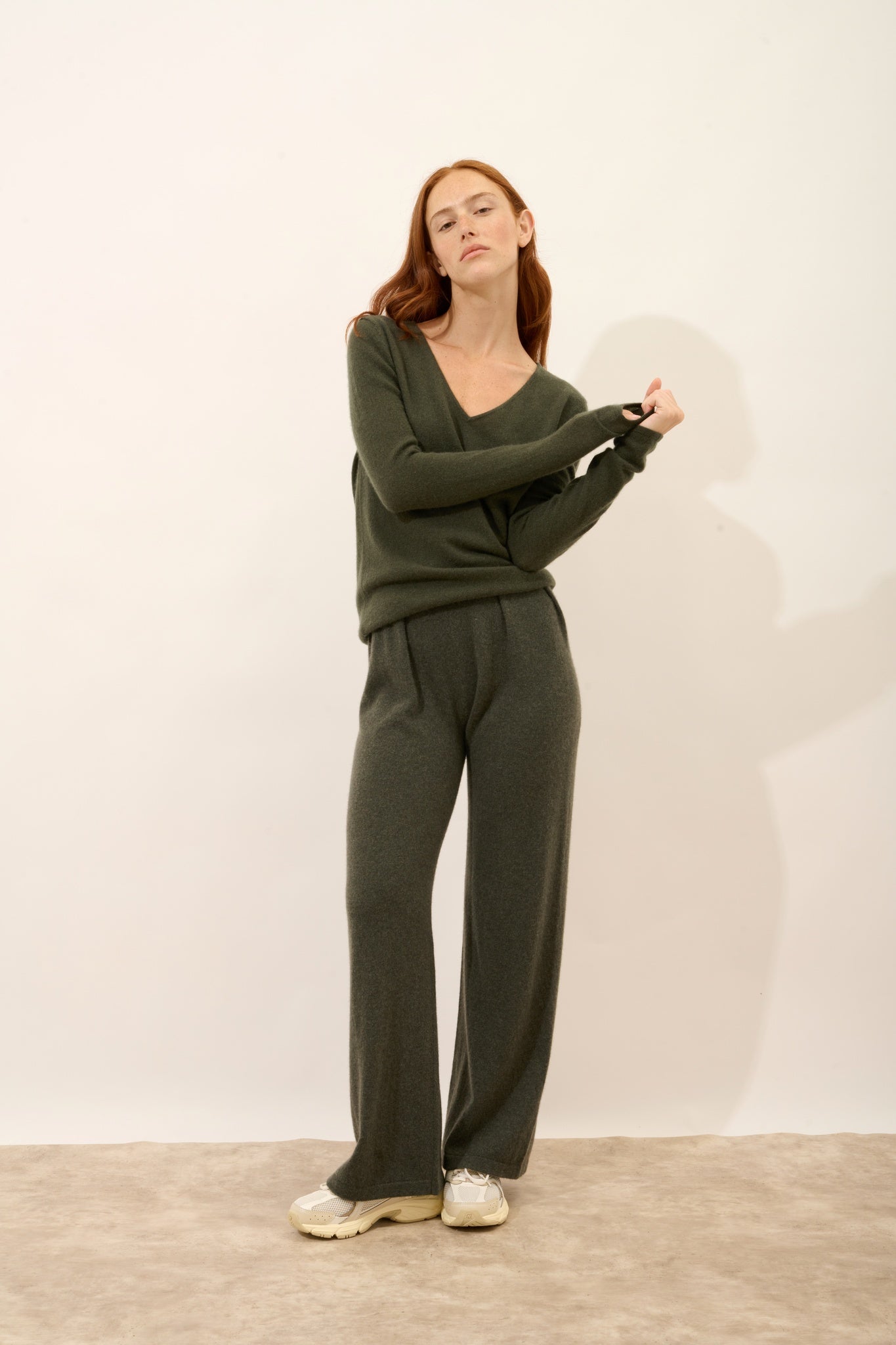 JOAN khaki v-neck sweater