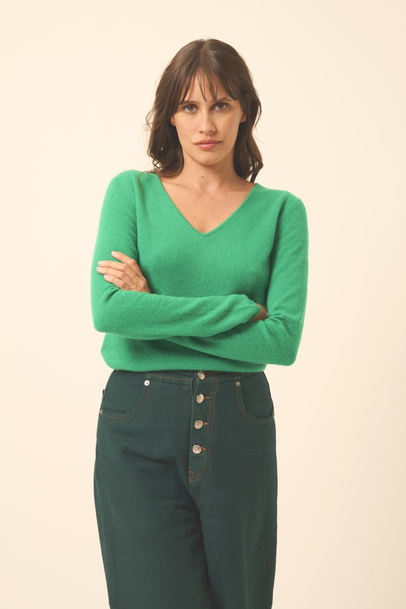 JOAN pull col v menthe