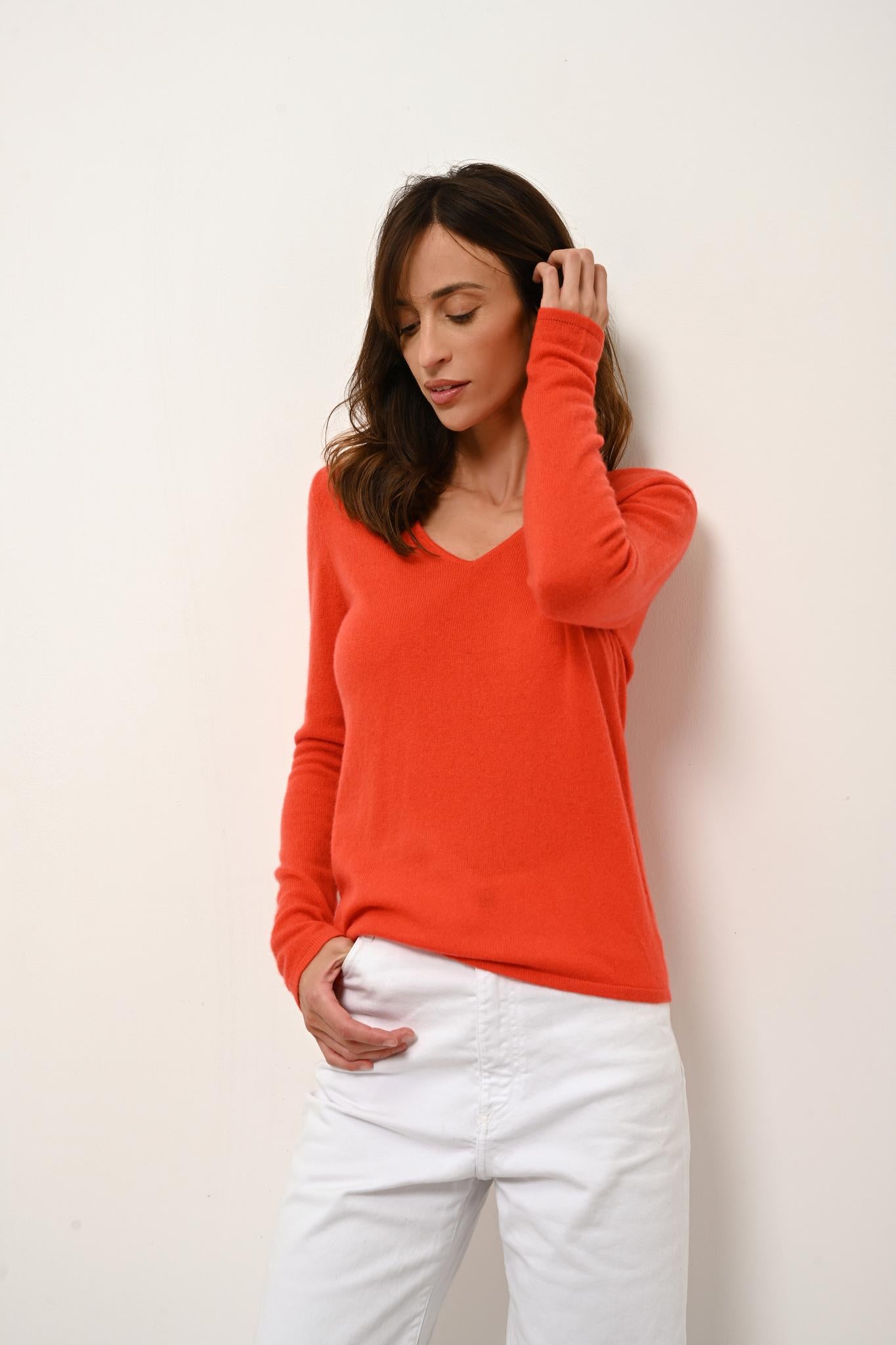 JOAN v-neck sweater orange