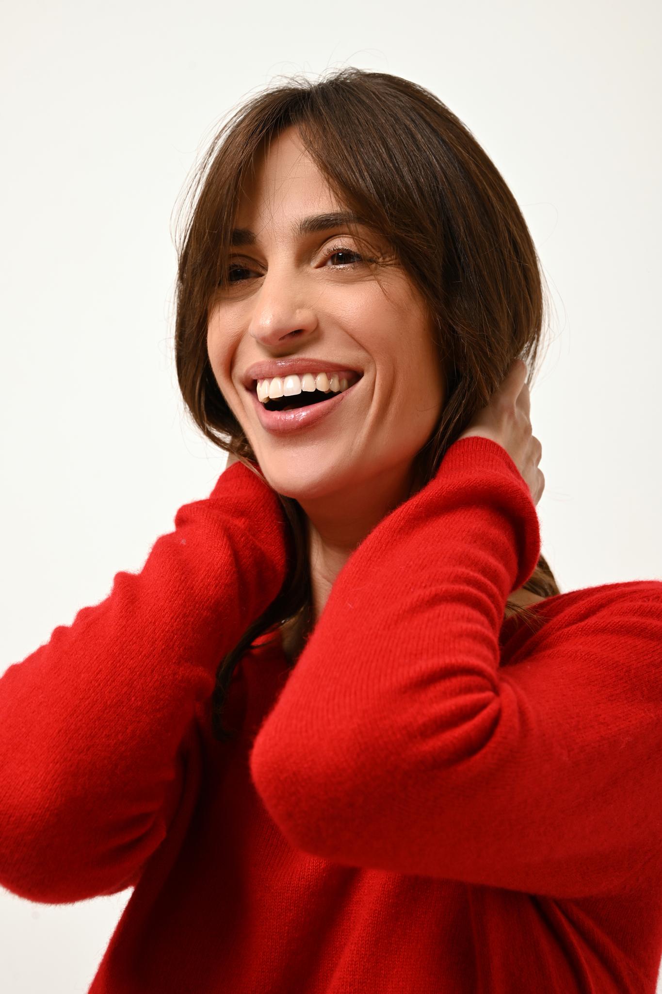 JOAN pull col v rouge