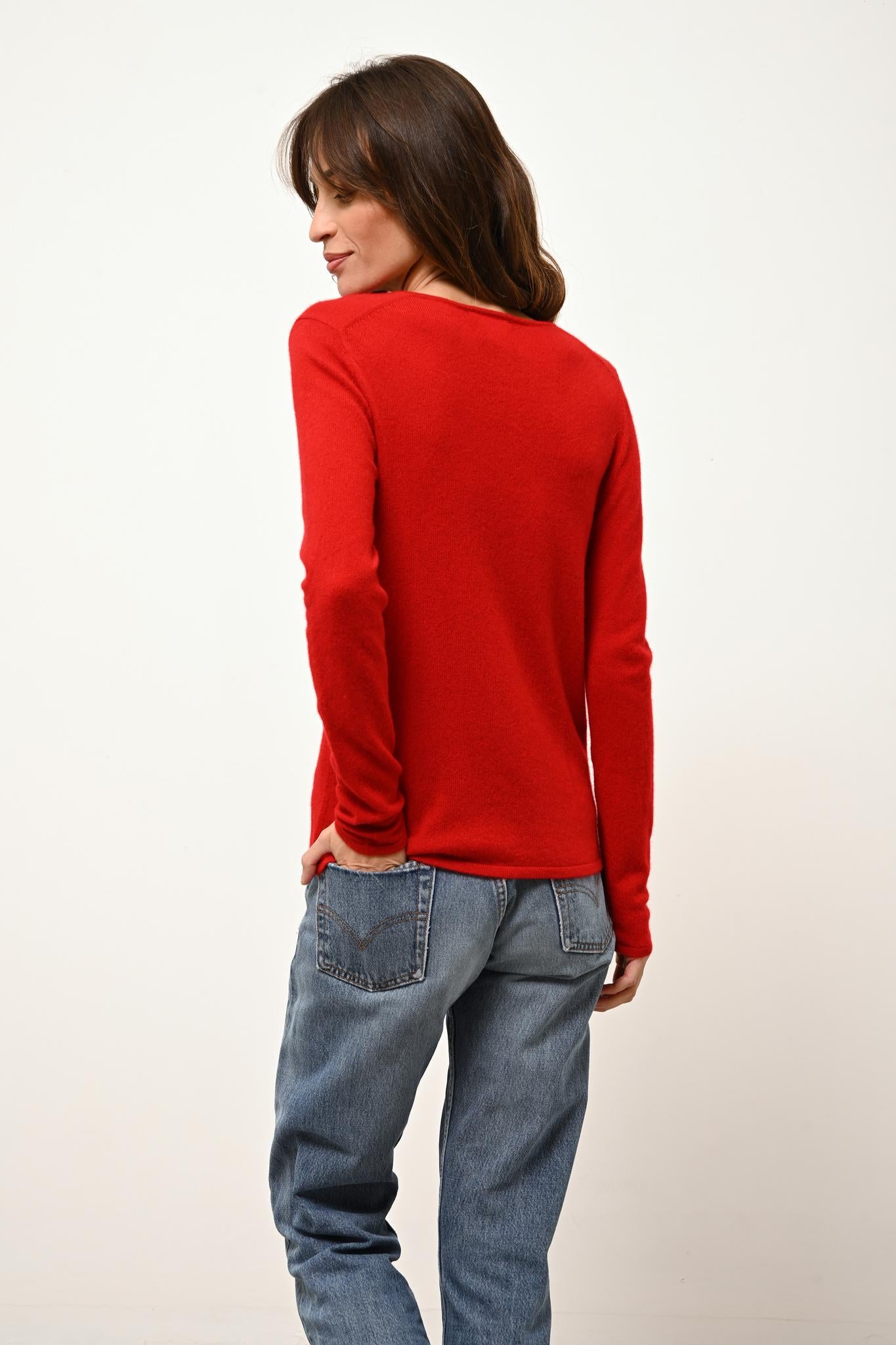 JOAN pull col v rouge