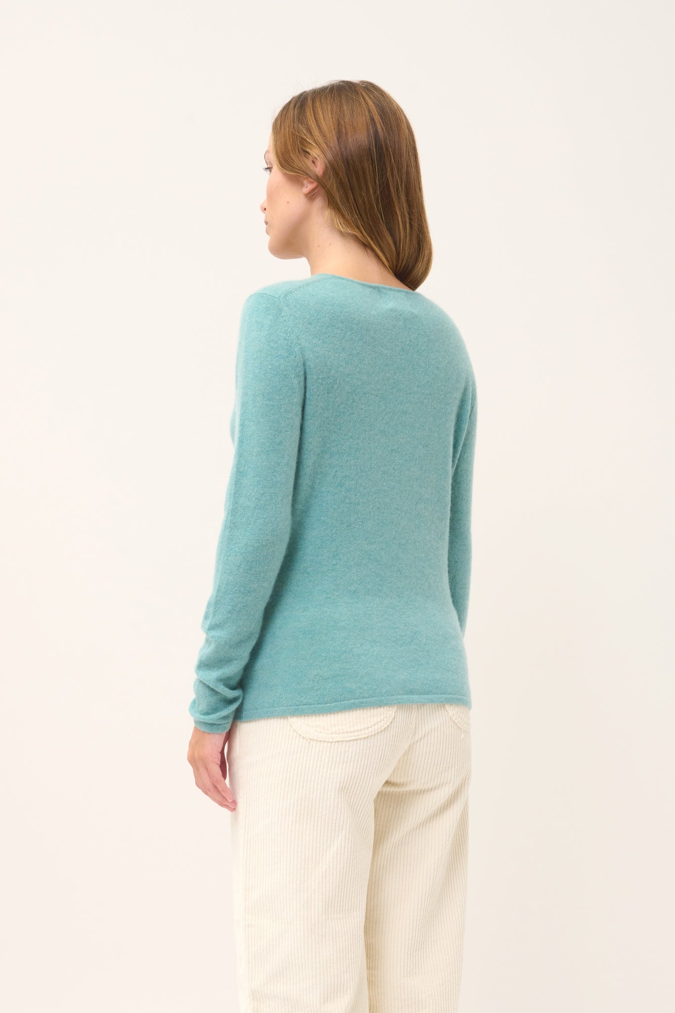 JOAN pull col v vert chiné