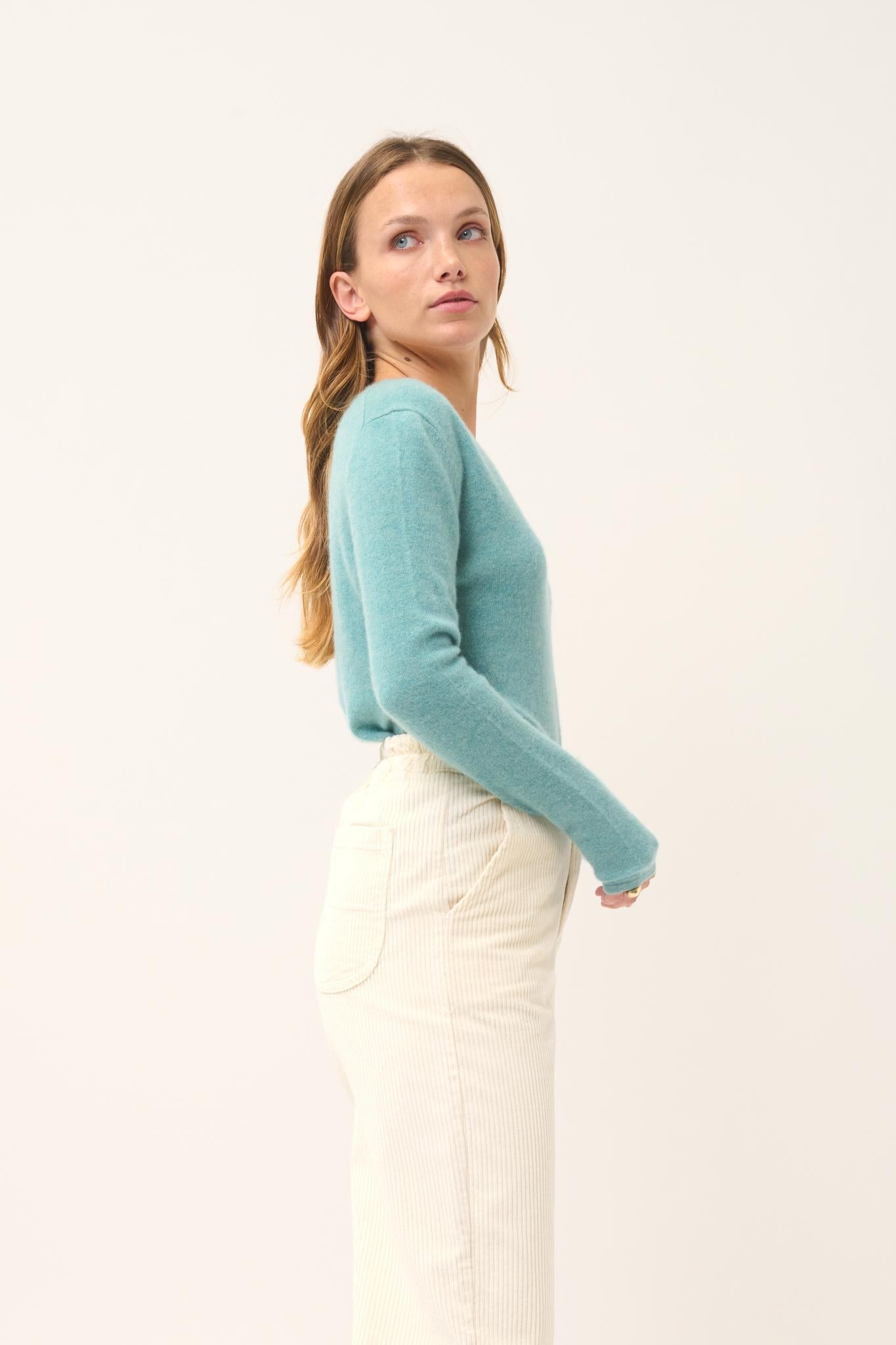 JOAN v-neck sweater mottled green