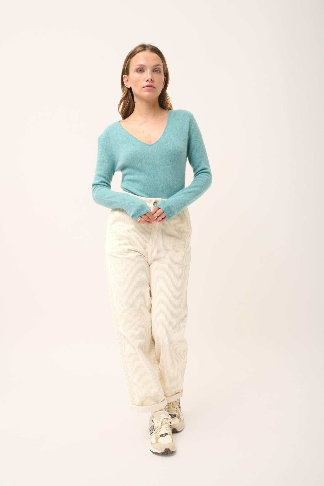 JOAN v-neck sweater mottled green