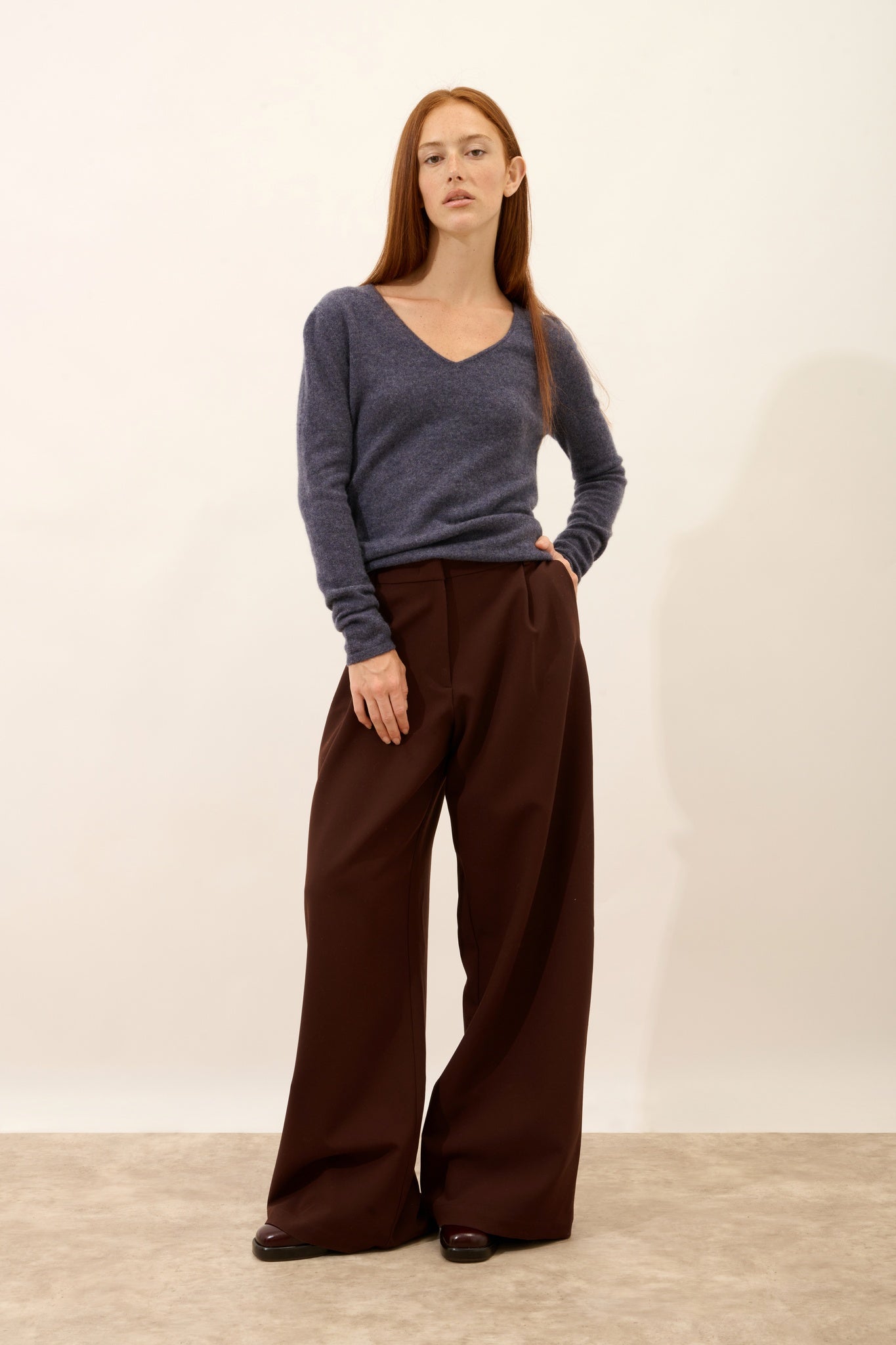 JOAN pull col v violet gris chiné