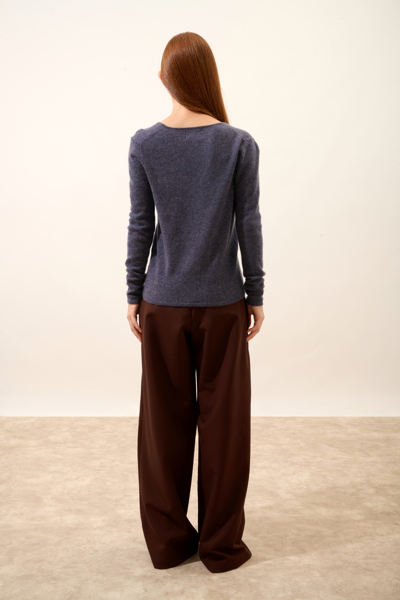 joan pull col v violet gris chiné 100% cachemire