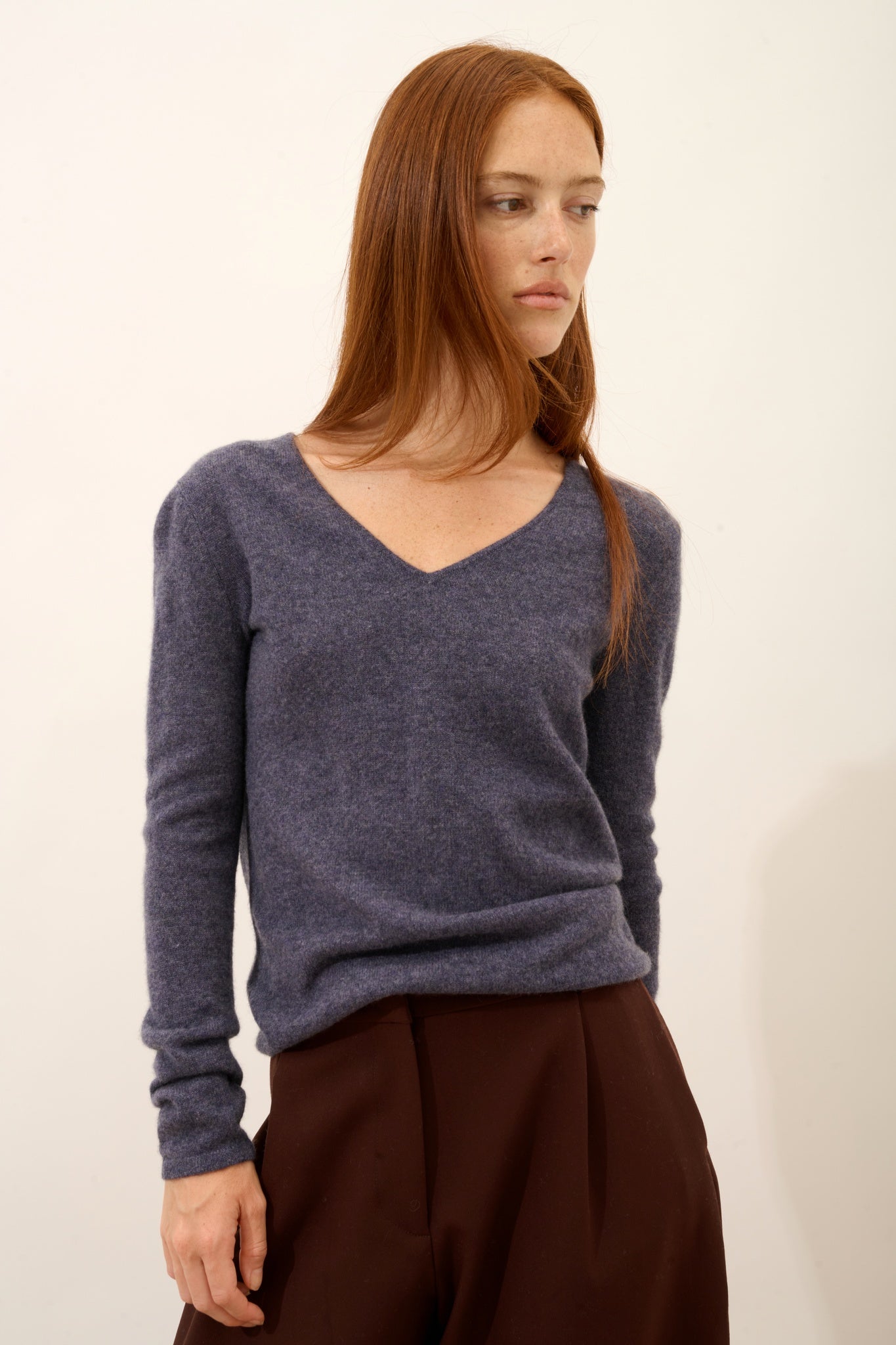 JOAN pull col v violet gris chiné