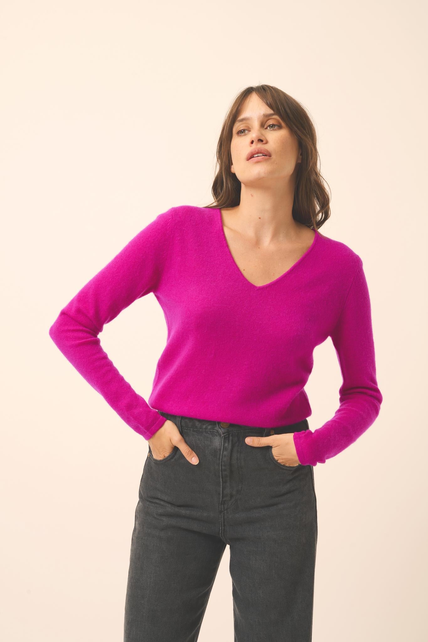 JOAN v-neck sweater in violet