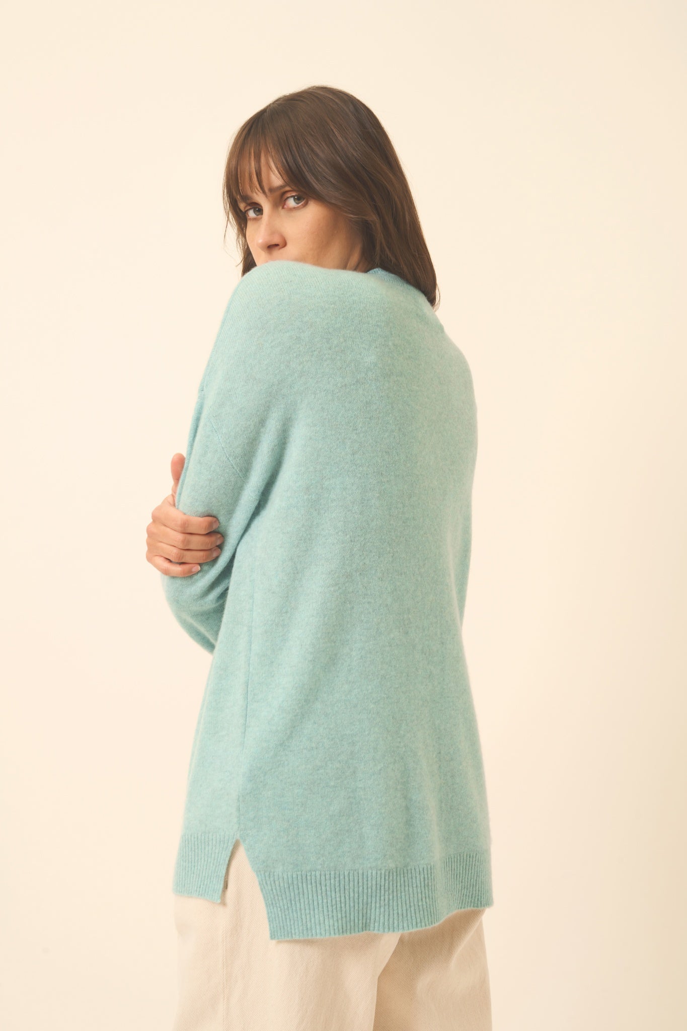 JOSPE round-neck sweater aqua mottled