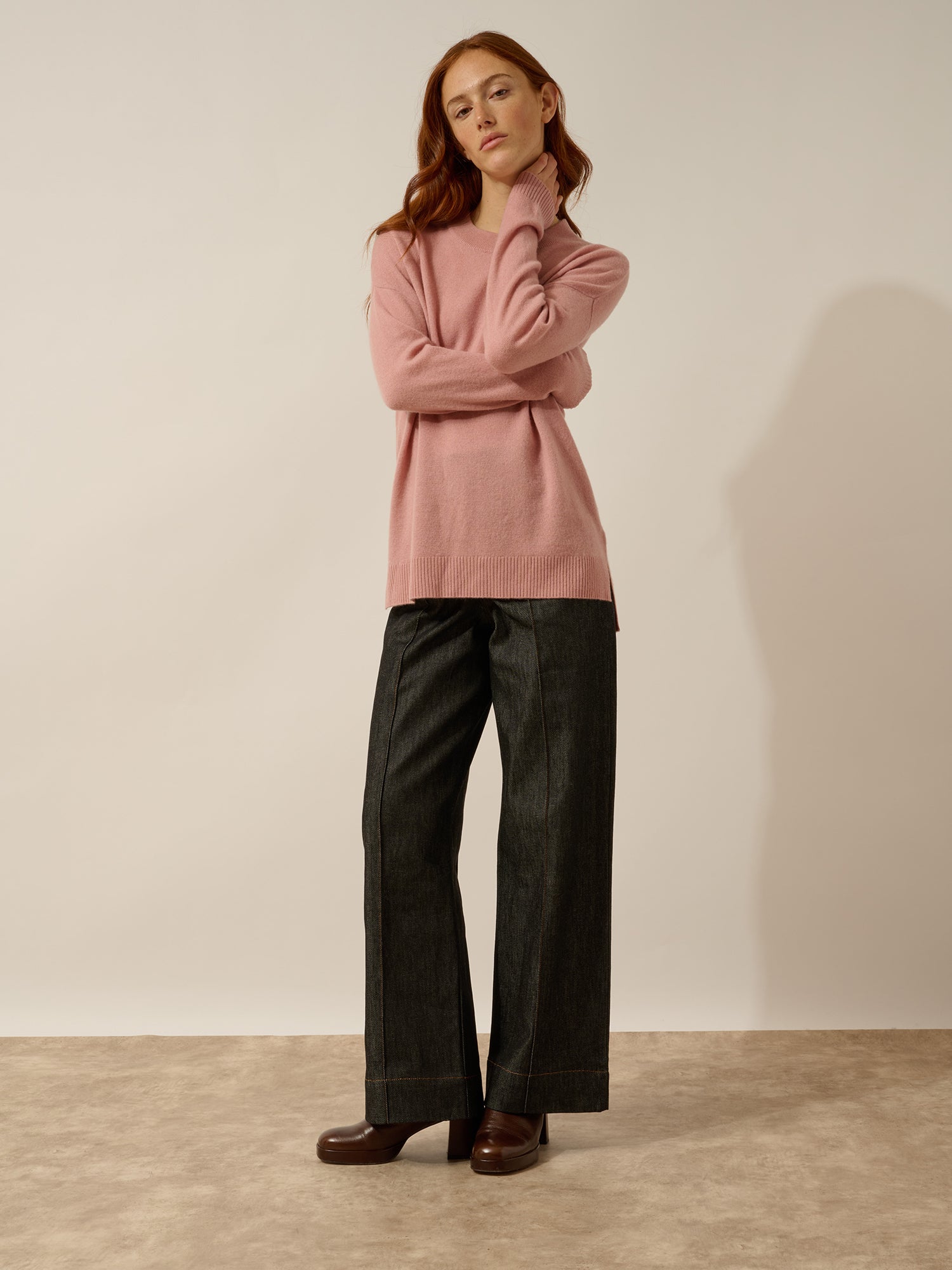 JOSPE rosewood round neck sweater