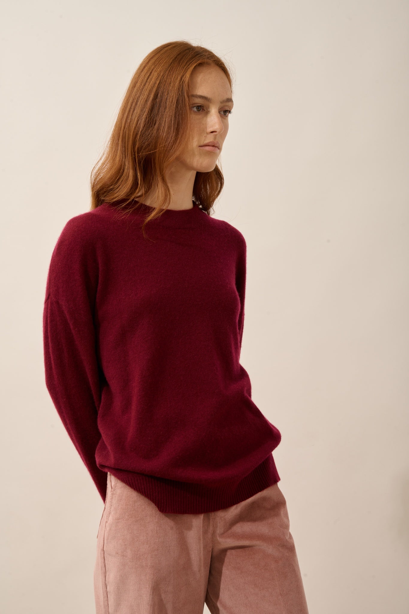 JOSPE pull col rond bordeaux