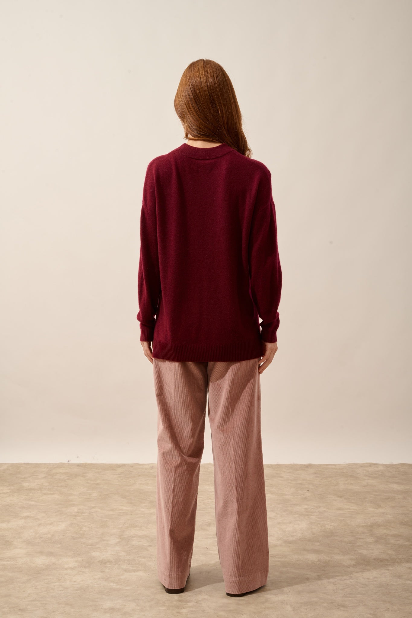 JOSPE pull col rond bordeaux