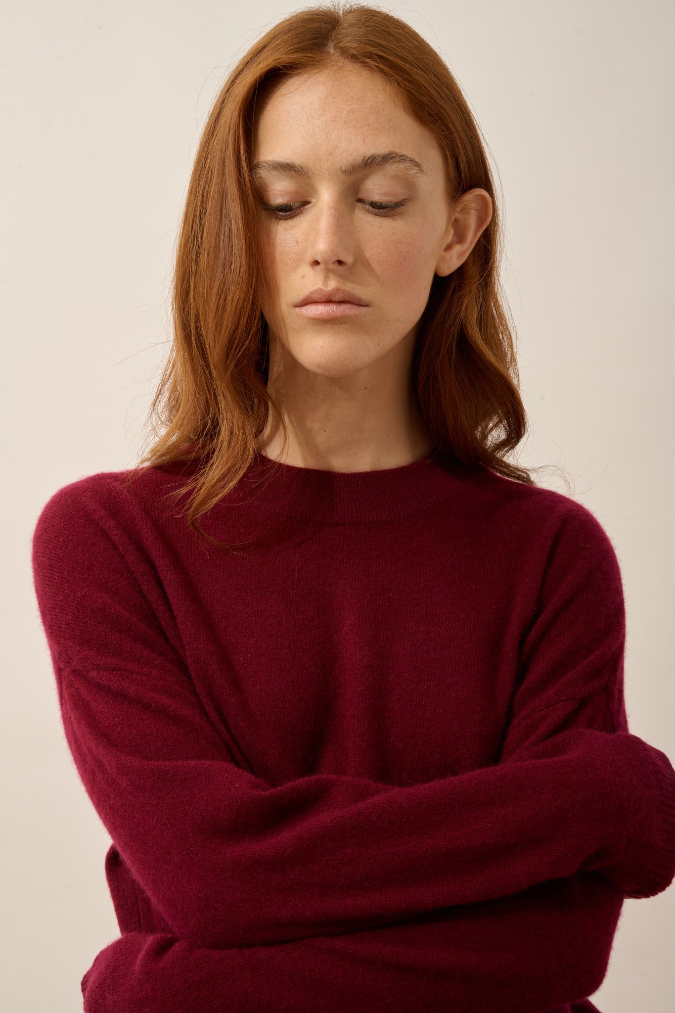 jospe pull col rond bordeaux