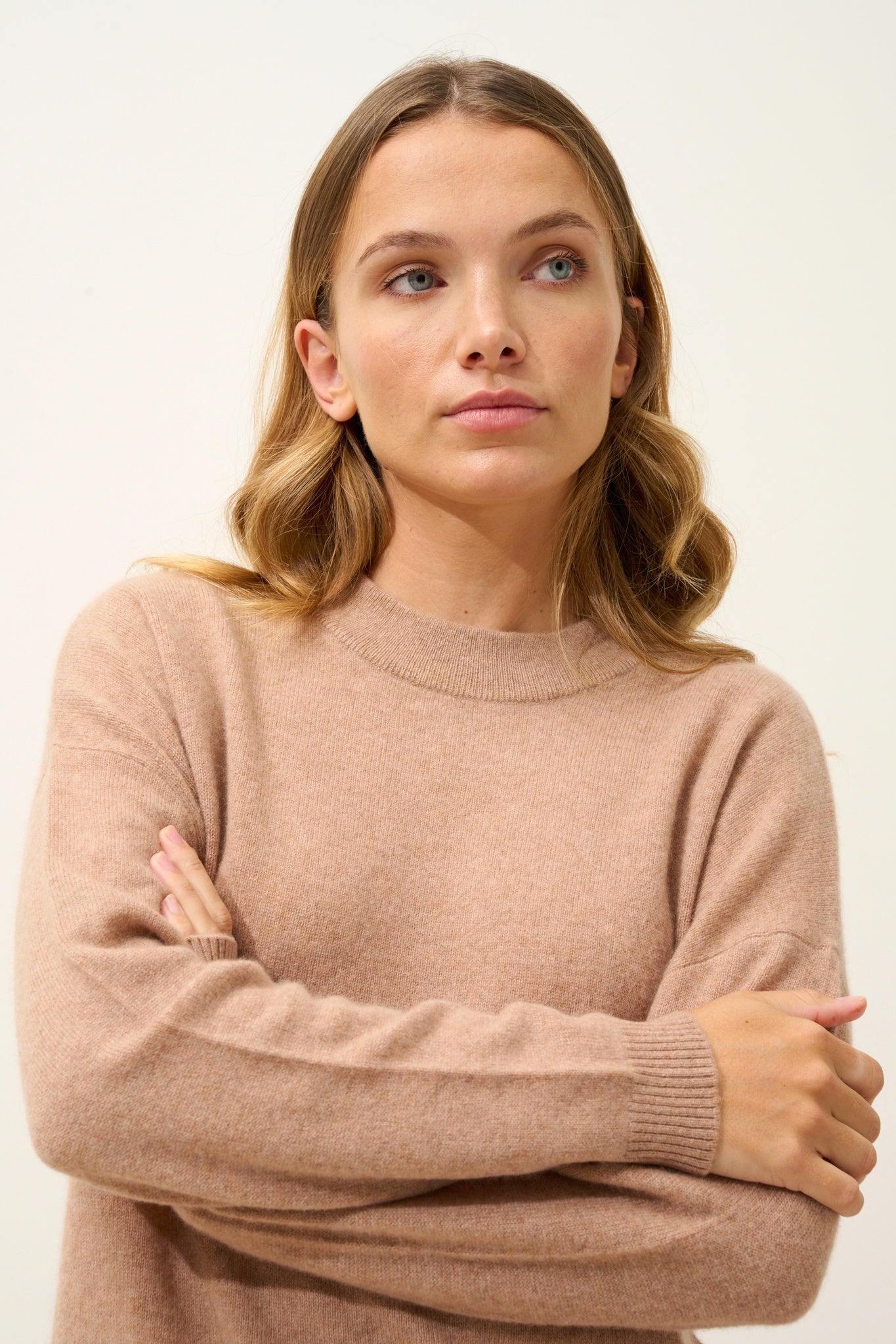 JOSPE round-neck sweater camel mottled