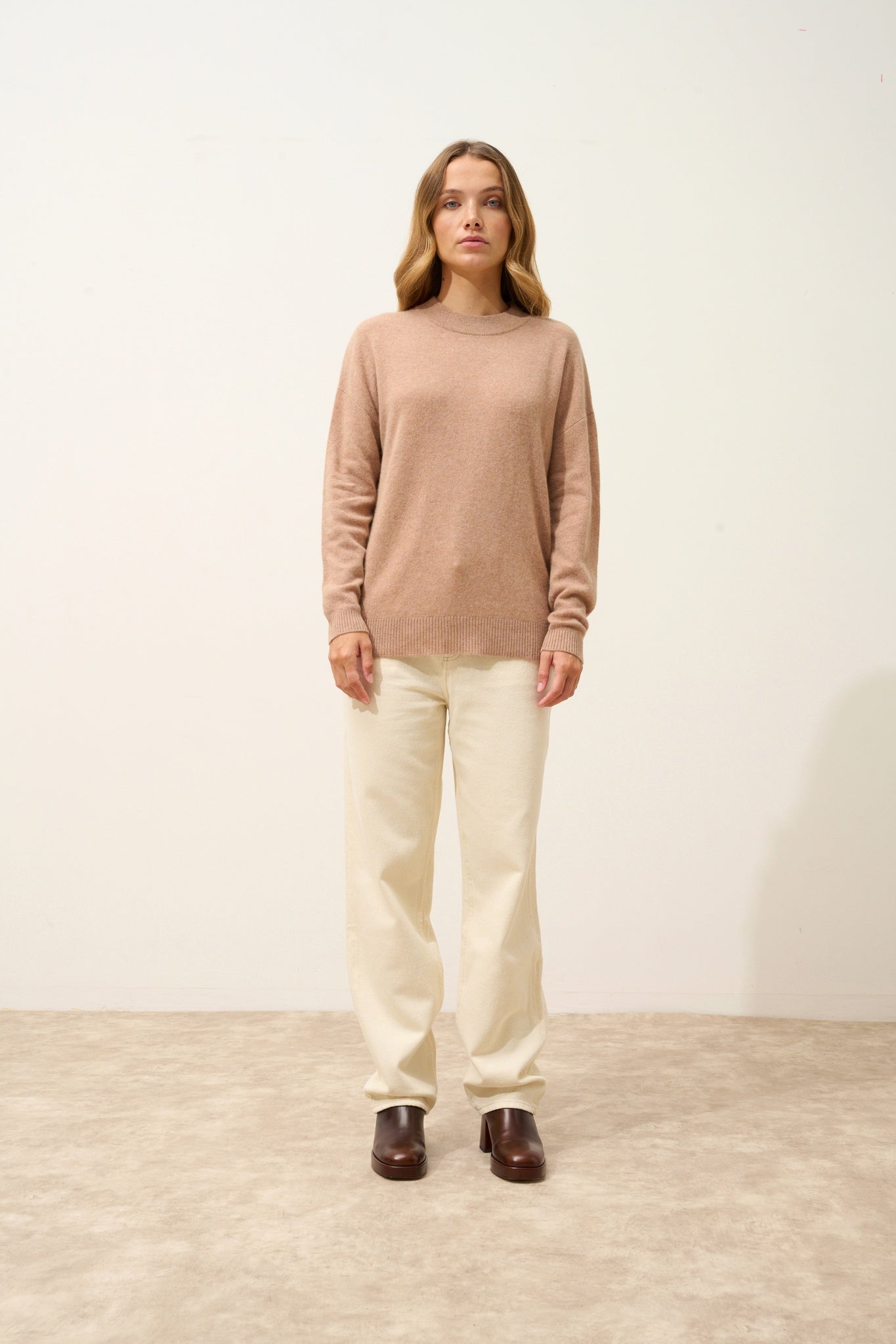 JOSPE round-neck sweater camel mottled