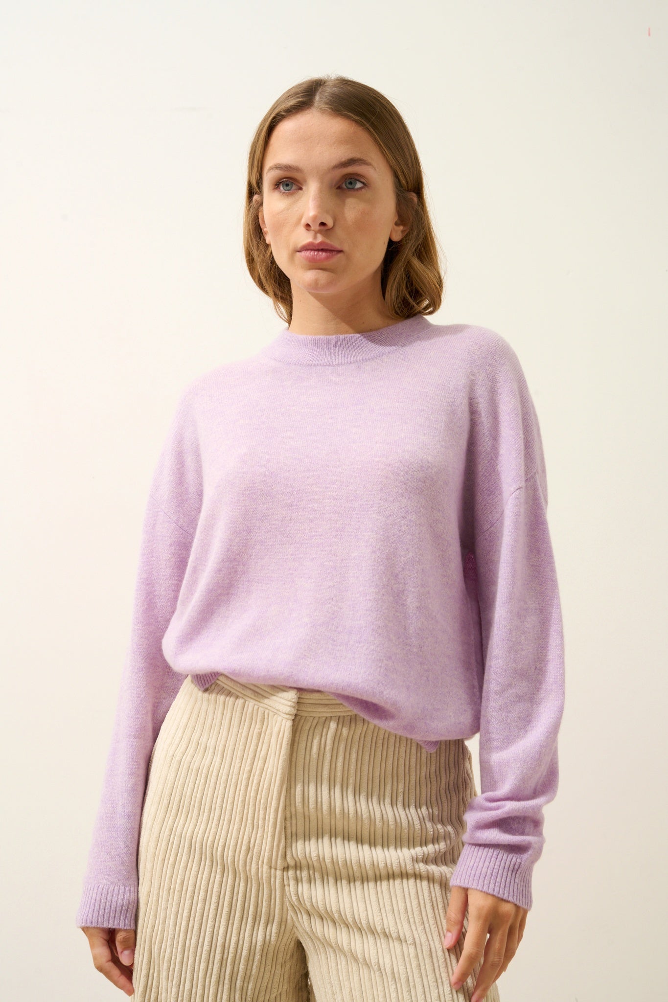 JOSPE pull col rond mauve chiné