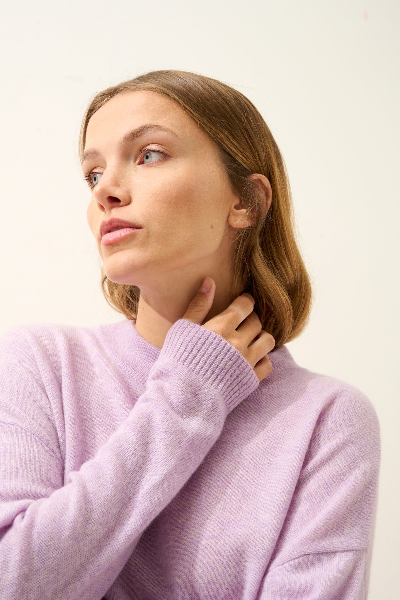 JOSPE round-neck sweater mauve mottled