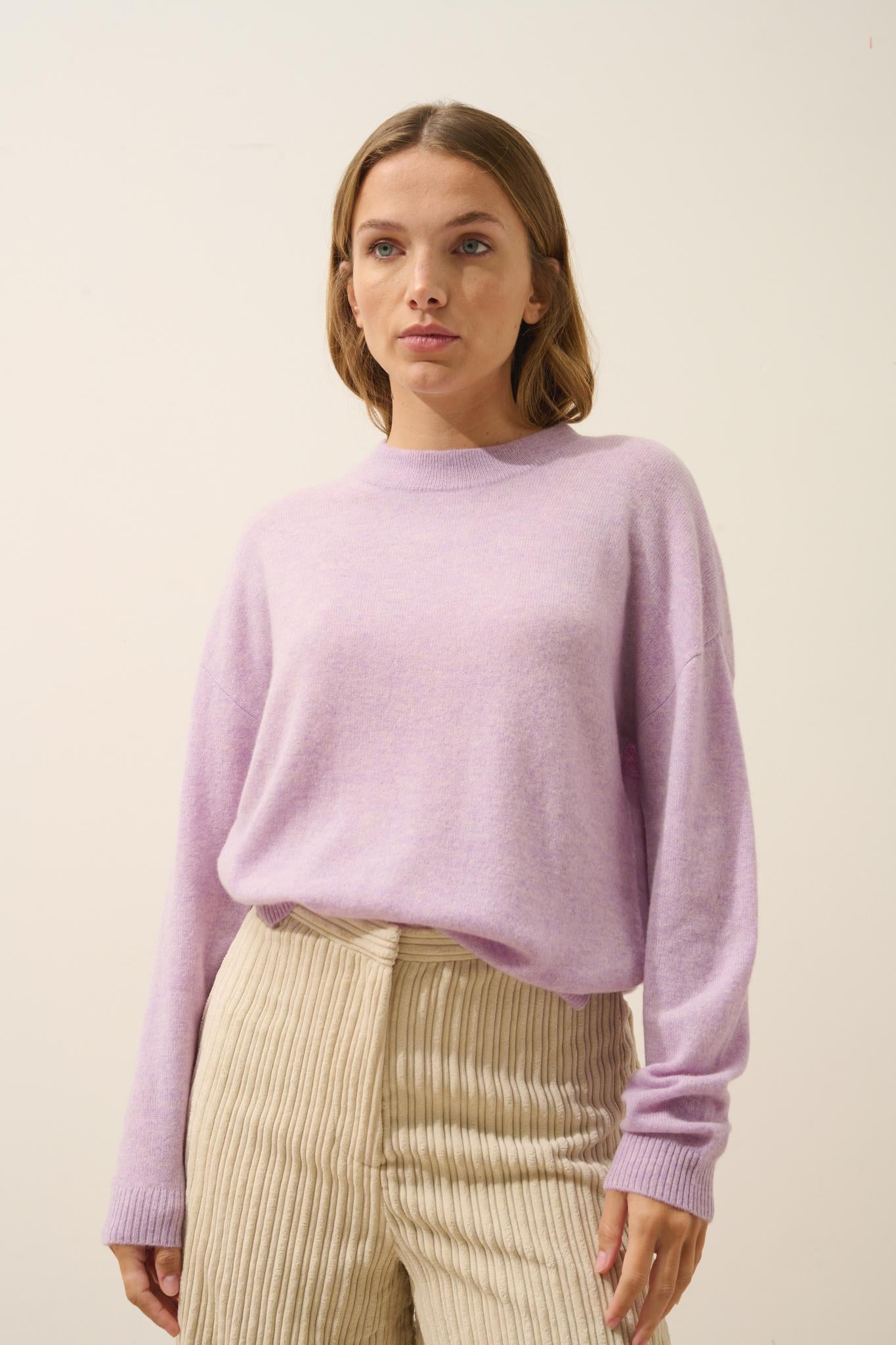 JOSPE round-neck sweater mauve mottled