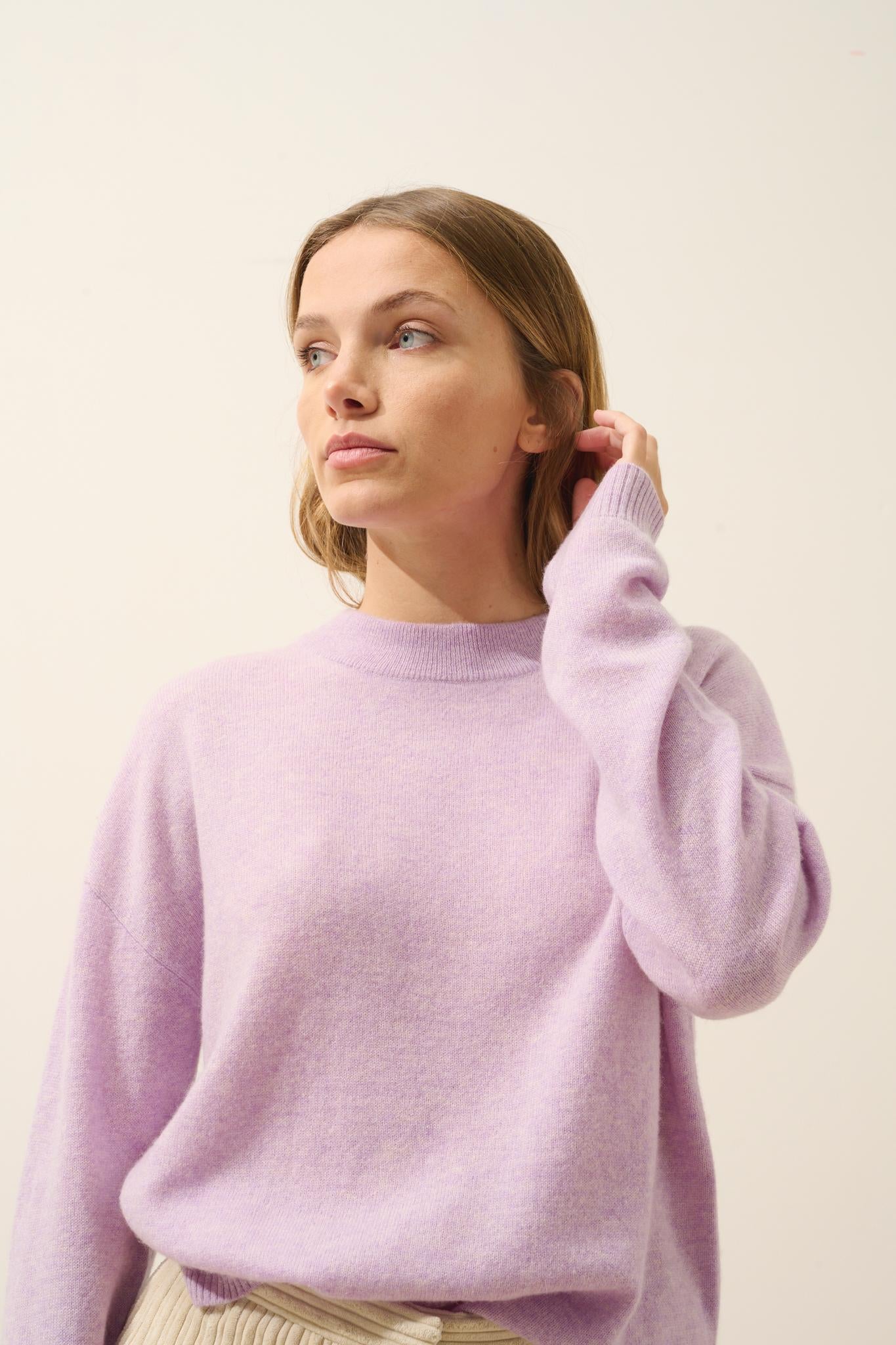JOSPE round-neck sweater mauve mottled