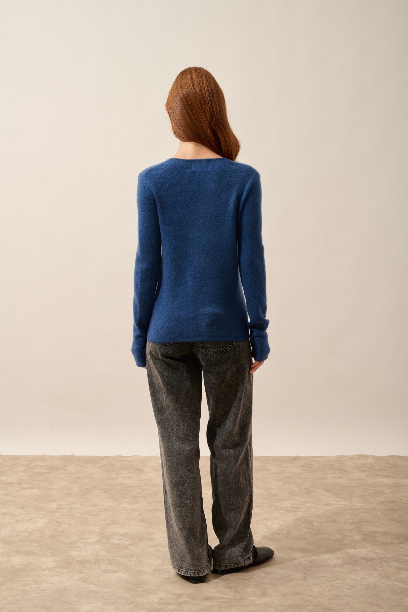 JOYCE pull col rond 4 fils bleu perse