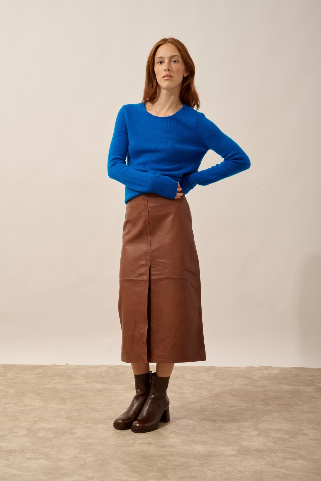 JOYCE pull col rond 4 fils calanque