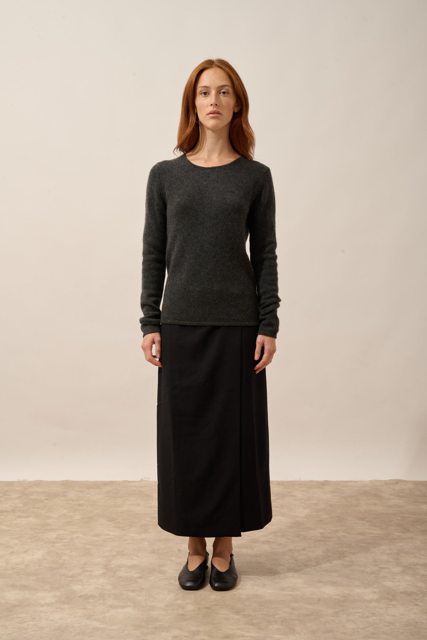 JOYCE pull col rond 4 fils carbone chiné